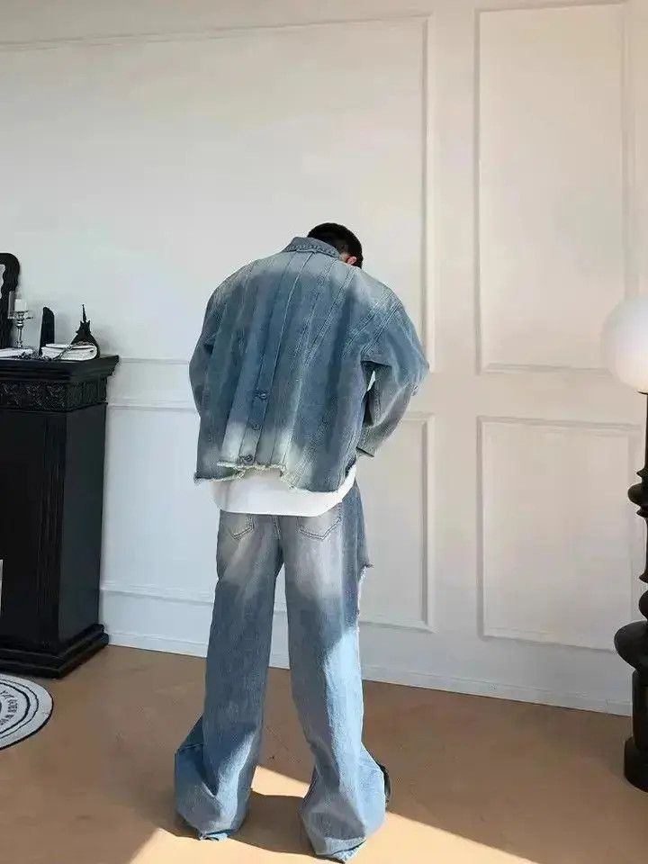 Japanese Brand Baggy Ripped y2k jeans pants obersized casual hip Hop holes Size US 30 / EU 46 - 3 Thumbnail