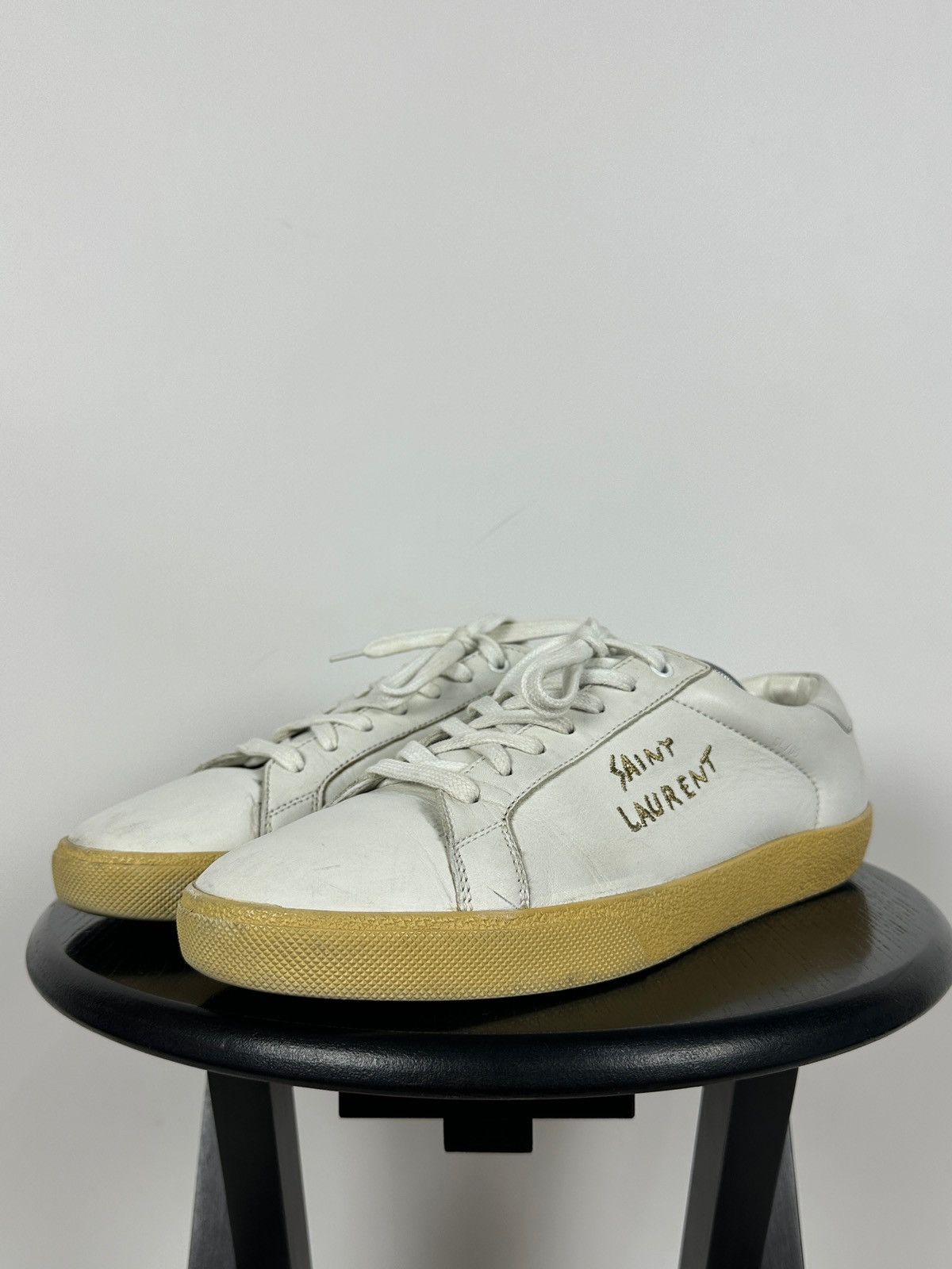Saint Laurent Paris Saint Laurent Paris Court Classic Leather Low Top Sneakers Size US 12 / EU 45 - 11 Thumbnail