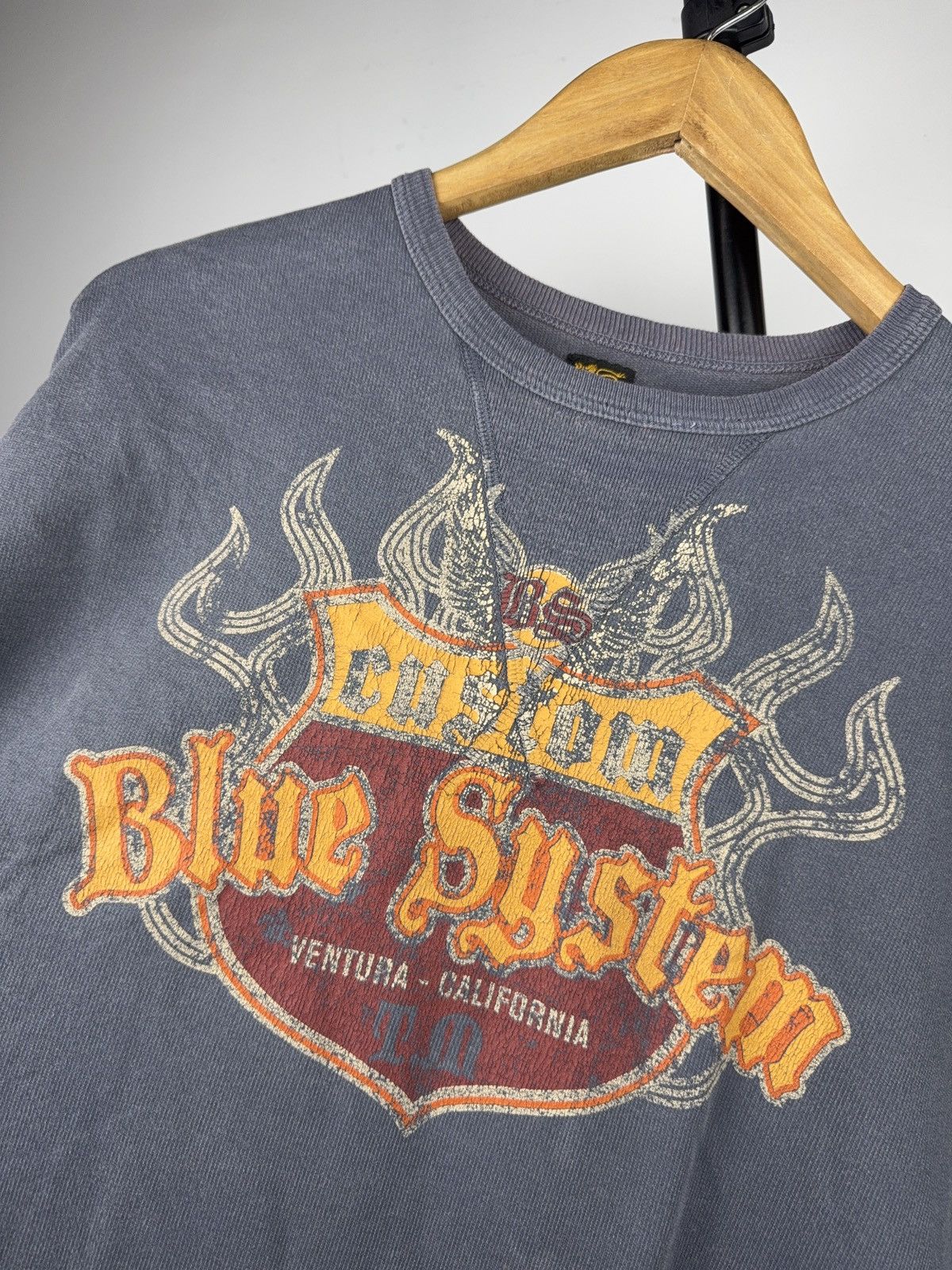 Vintage Vintage Biker Moto Blue System Custom Graphic Sweatshirt XL Size US XL / EU 56 / 4 - 2 Thumbnail