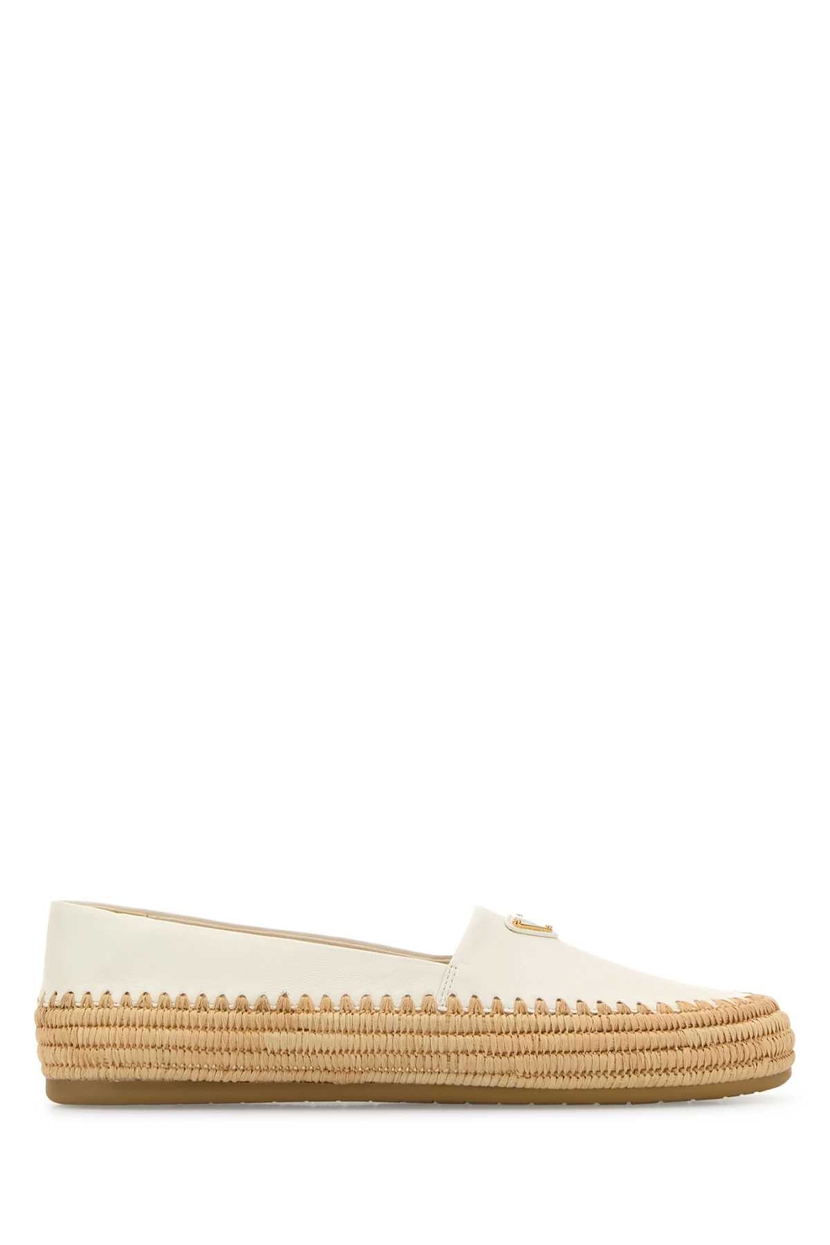 Prada White Leather Espadrilles Shoes, Women's (Size 11)
