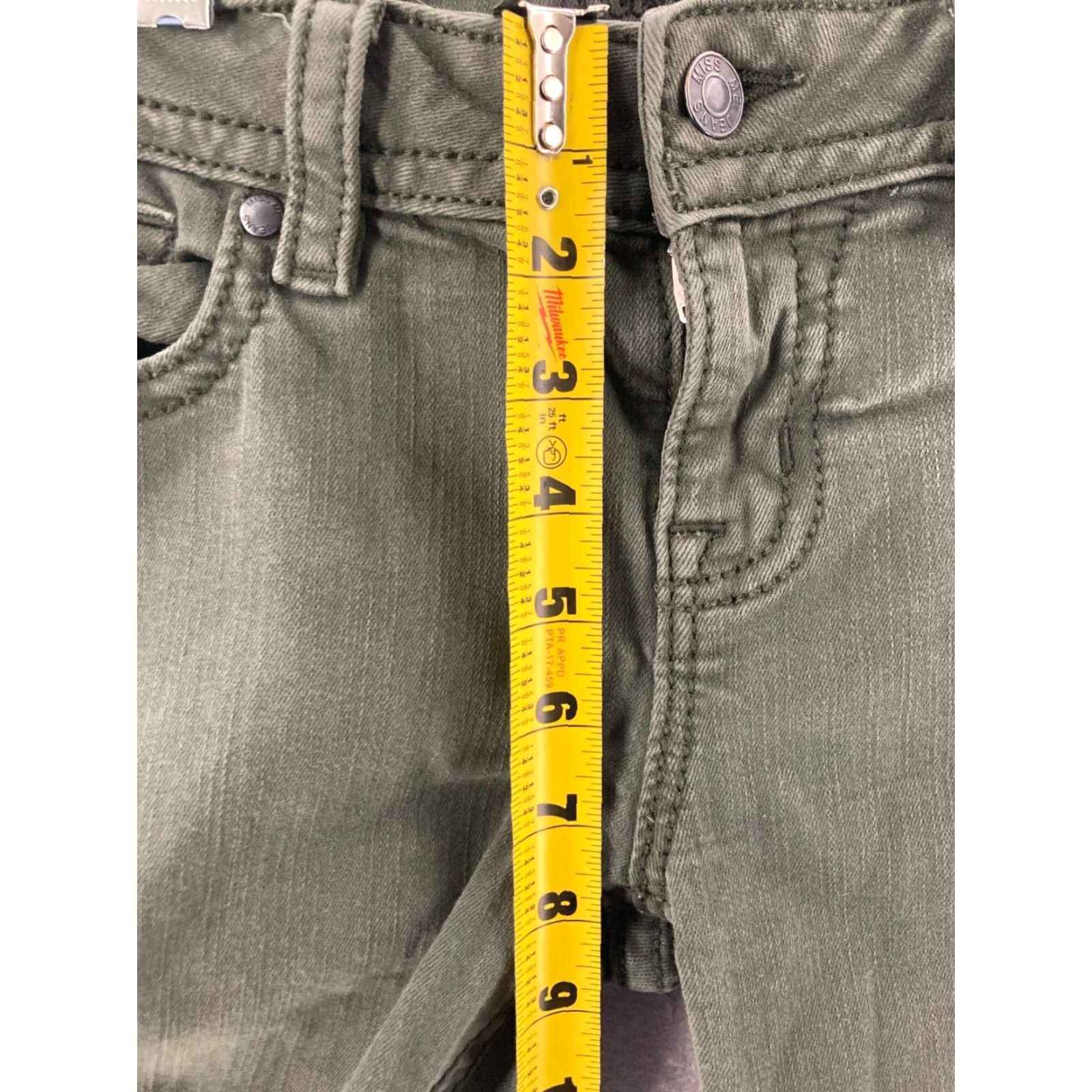 Miss Me Miss Me Skinny Jeans Womens 27 Gray Embroidered Rhinestone Low Rise Distressed Regular Denim Size 27" / US 4 / IT 40 - 4 Thumbnail