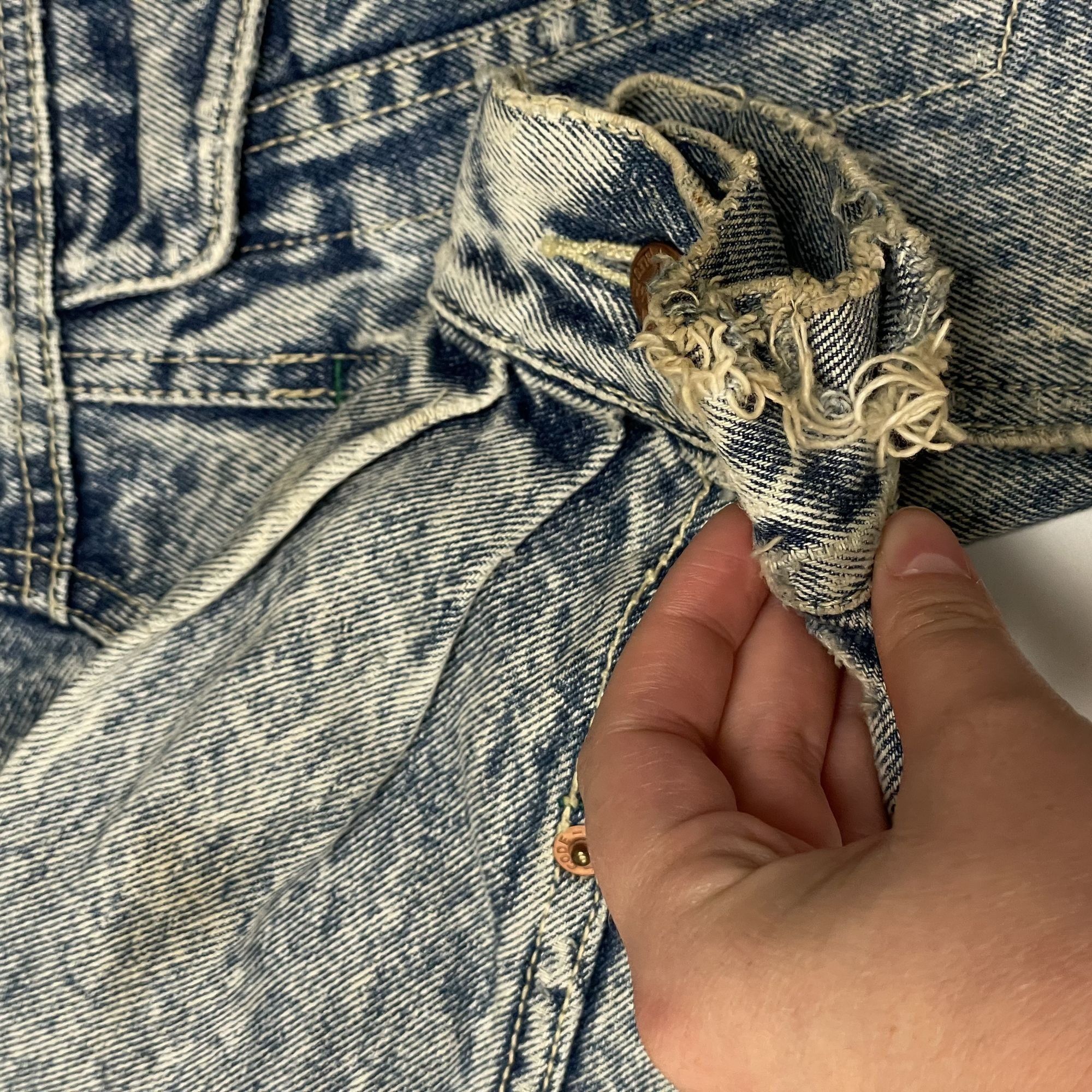 Other Vtg Code Bleu DESTROYED Blue Jean ACID WASH Jacket Size US M / EU 48-50 / 2 - 11 Thumbnail