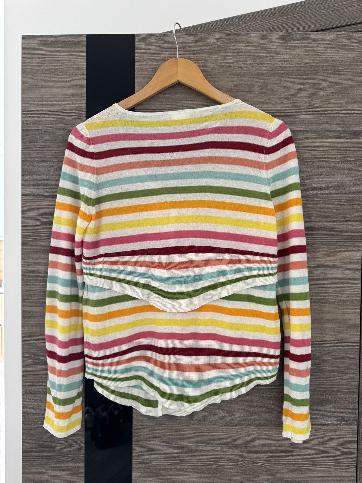 Sonia Rykiel × Vintage Sonia Rykiel Long Sleeve Stripe Button Logo Cardigan Size M / US 6-8 / IT 42-44 - 7 Thumbnail