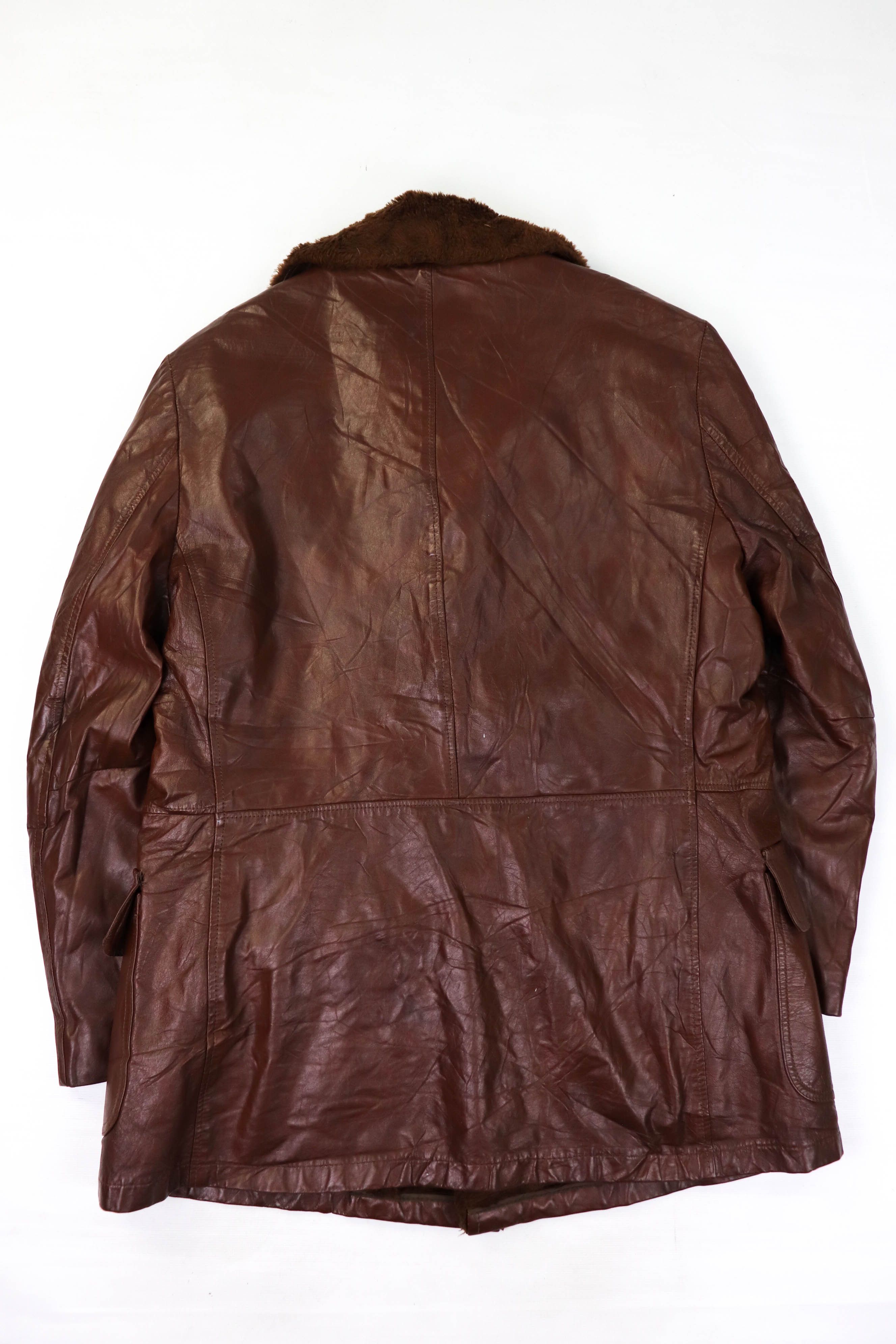 Vintage Vintage William Barry Choco Brown Leather Acrylic Pile Coat Size US L / EU 52-54 / 3 - 2 Thumbnail
