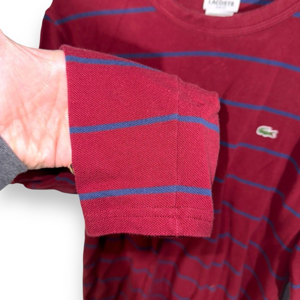 Lacoste Red & Navy Lacoste Slim Fit Waffle Knit Shirt Size L Size US L / EU 52-54 / 3 - 4 Thumbnail