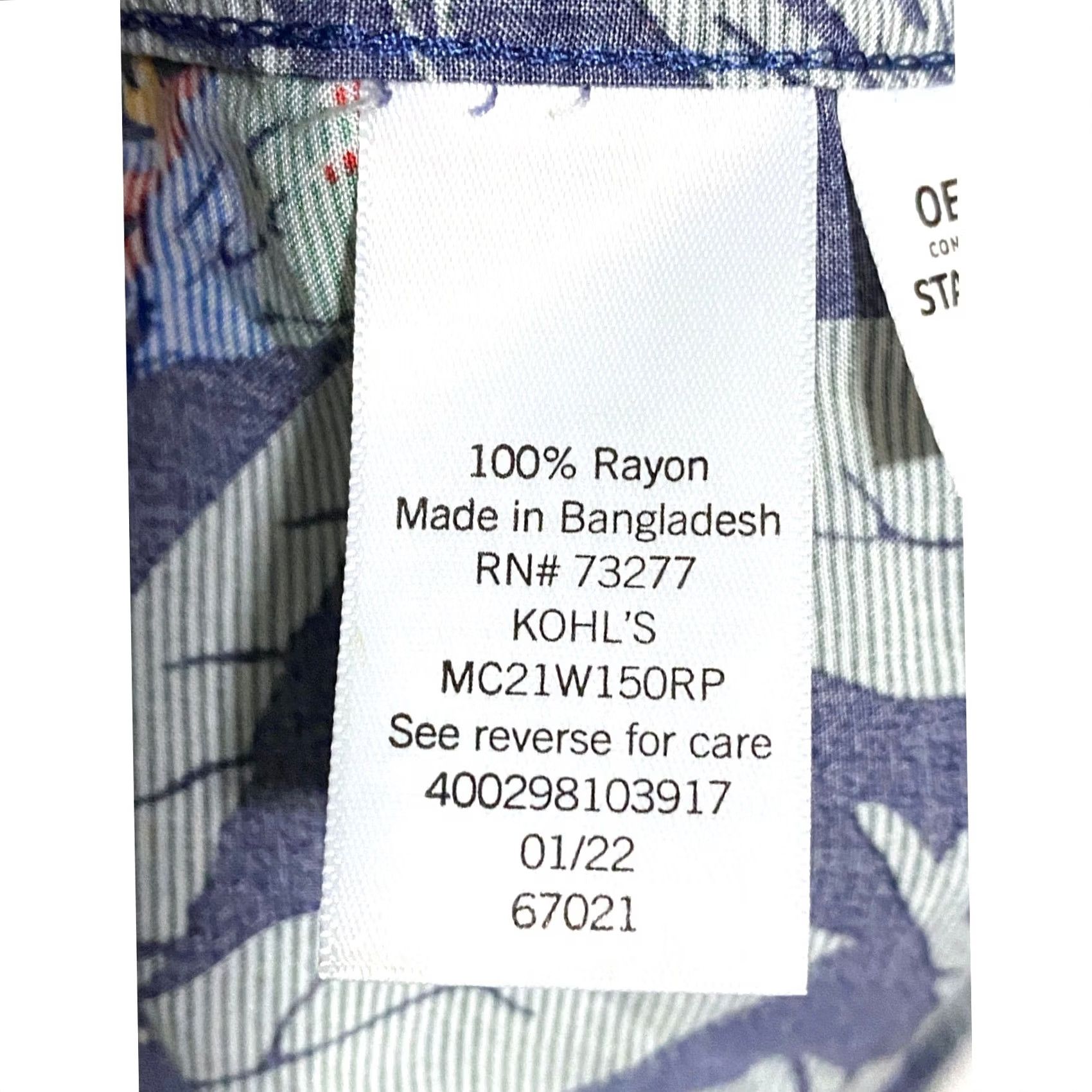 Croft & Barrow Croft & Barrow Button-Up Shirt Mens M Hawaiian Rayon Aloha Parrot Tropical Bird AOP Beach/Preppy Casual Short Sleeve Size US M / EU 48-50 / 2 - 6 Thumbnail