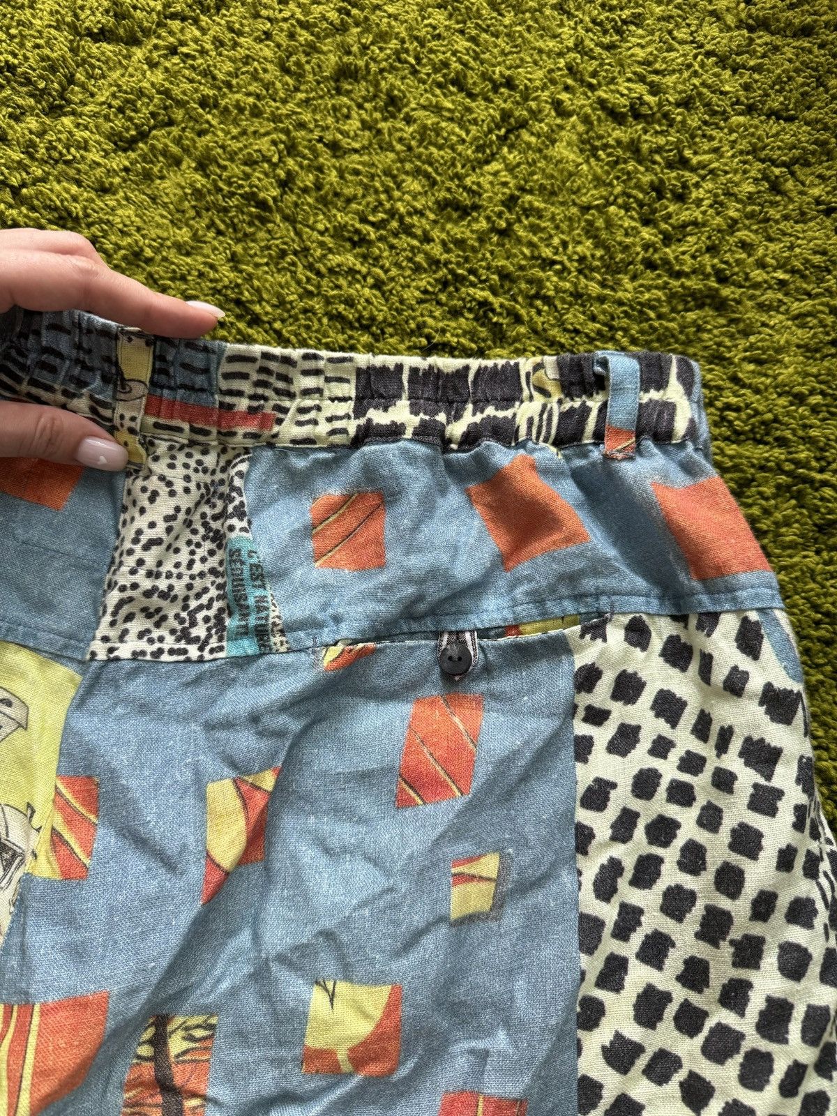 Designer Grizas avant garde 100% linen graphic culottes capri pants Size 36" / US 14 / IT 50 - 11 Thumbnail
