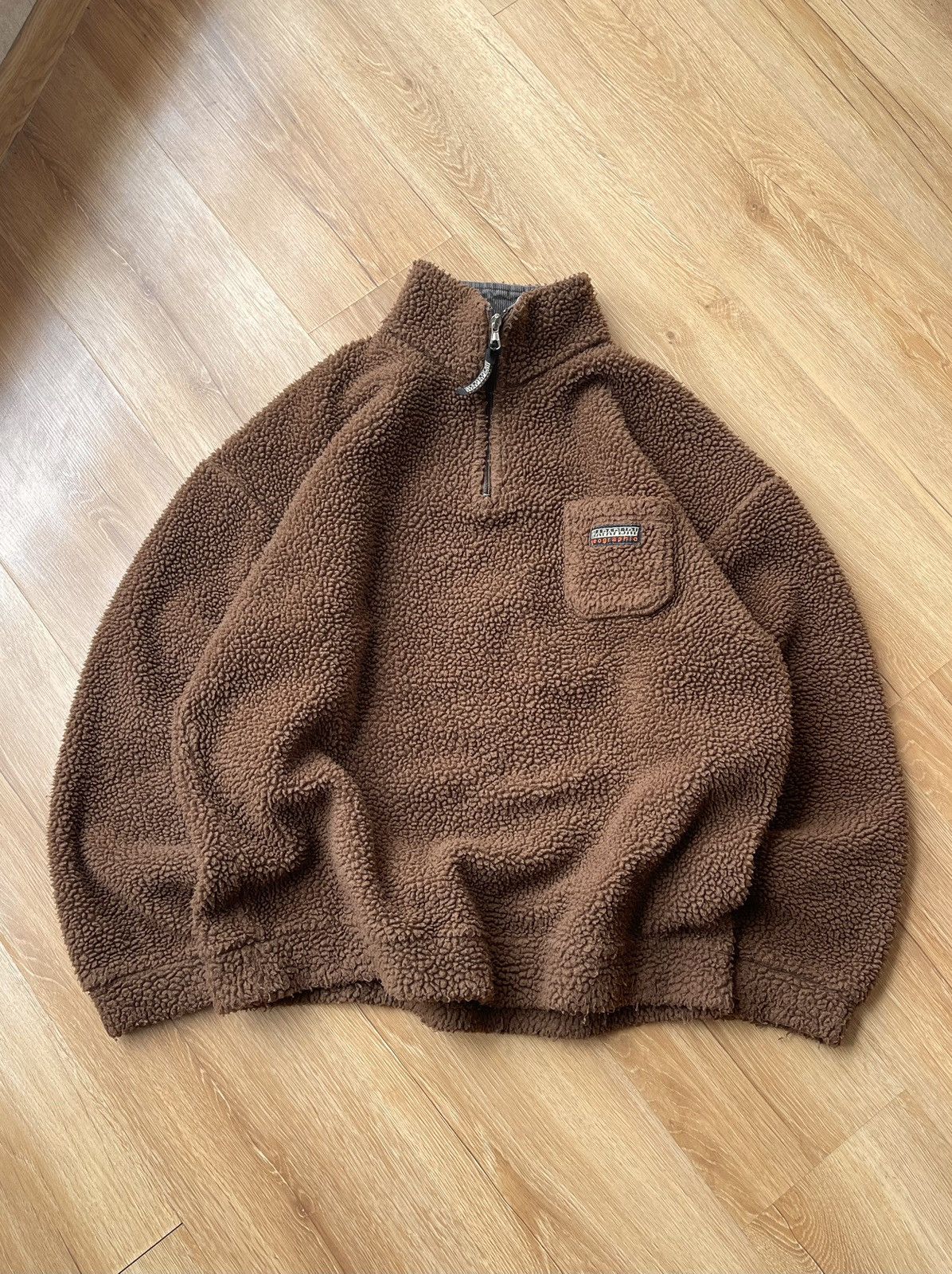 Napapijri 90s Vintage Napapijri Half Zip Teddy Fleece Sweatshirt ITALY Size US XL / EU 56 / 4 - 1 Thumbnail