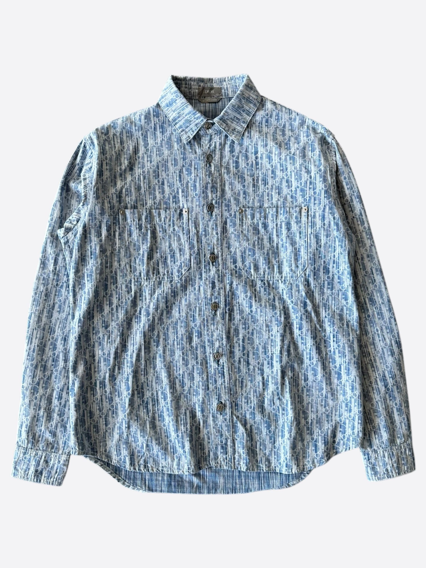 Dior Dior Blue & White Oblique Denim Button Up Shirt Size US S / EU 44-46 / 1 - 1 Thumbnail