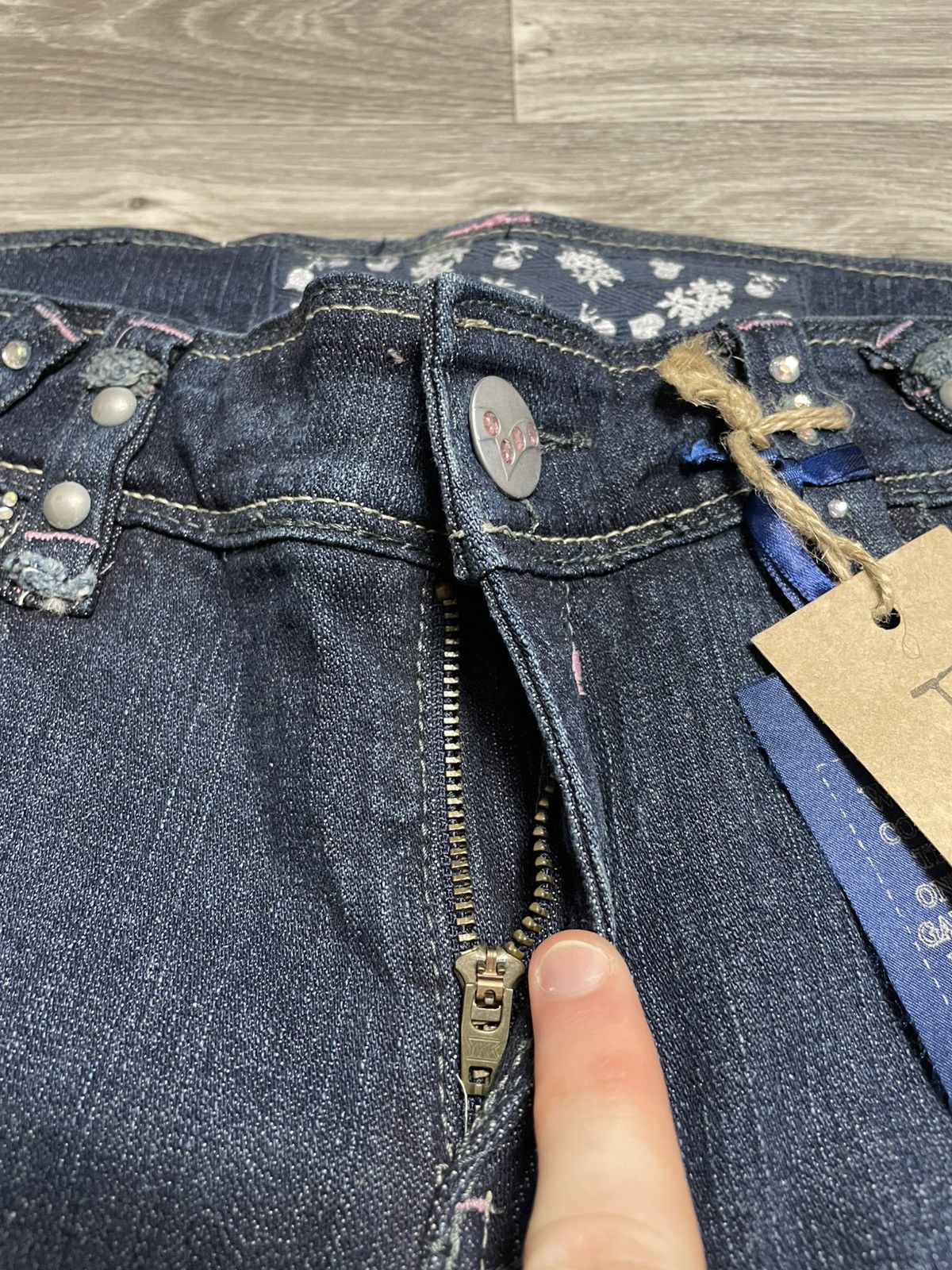 Japanese Brand New Boot Cut Rhinestones Denim Jeans Vintage Y2K 90s Punk Size 38" / US 16 / IT 52 - 13 Thumbnail