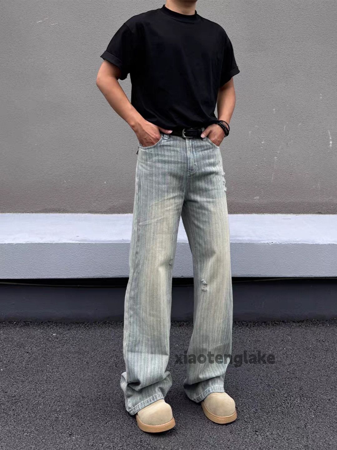 Jean Unisex utility loose baggy skate hiphop stain pants Size US 28 / EU 44 - 5 Thumbnail
