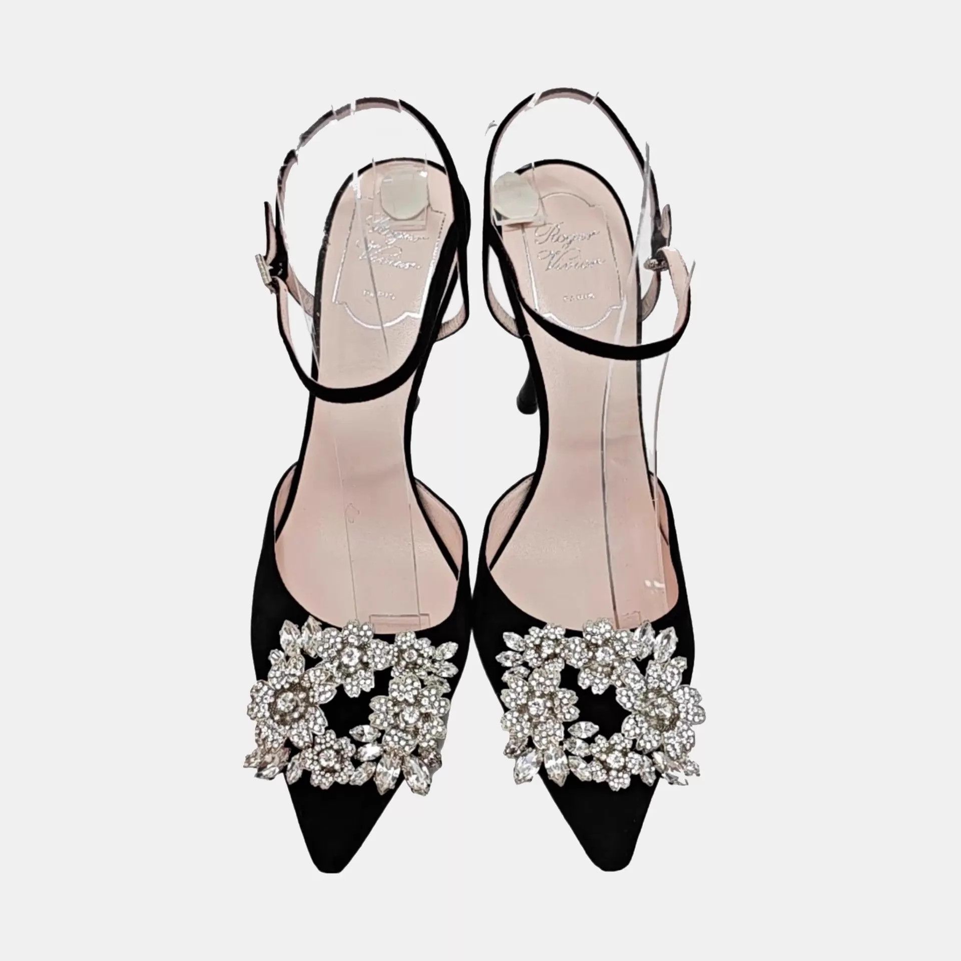 Roger Vivier RV Crystal Buckle Heeled Sandals 39 Size US 8.5 / IT 38.5 - 5 Thumbnail