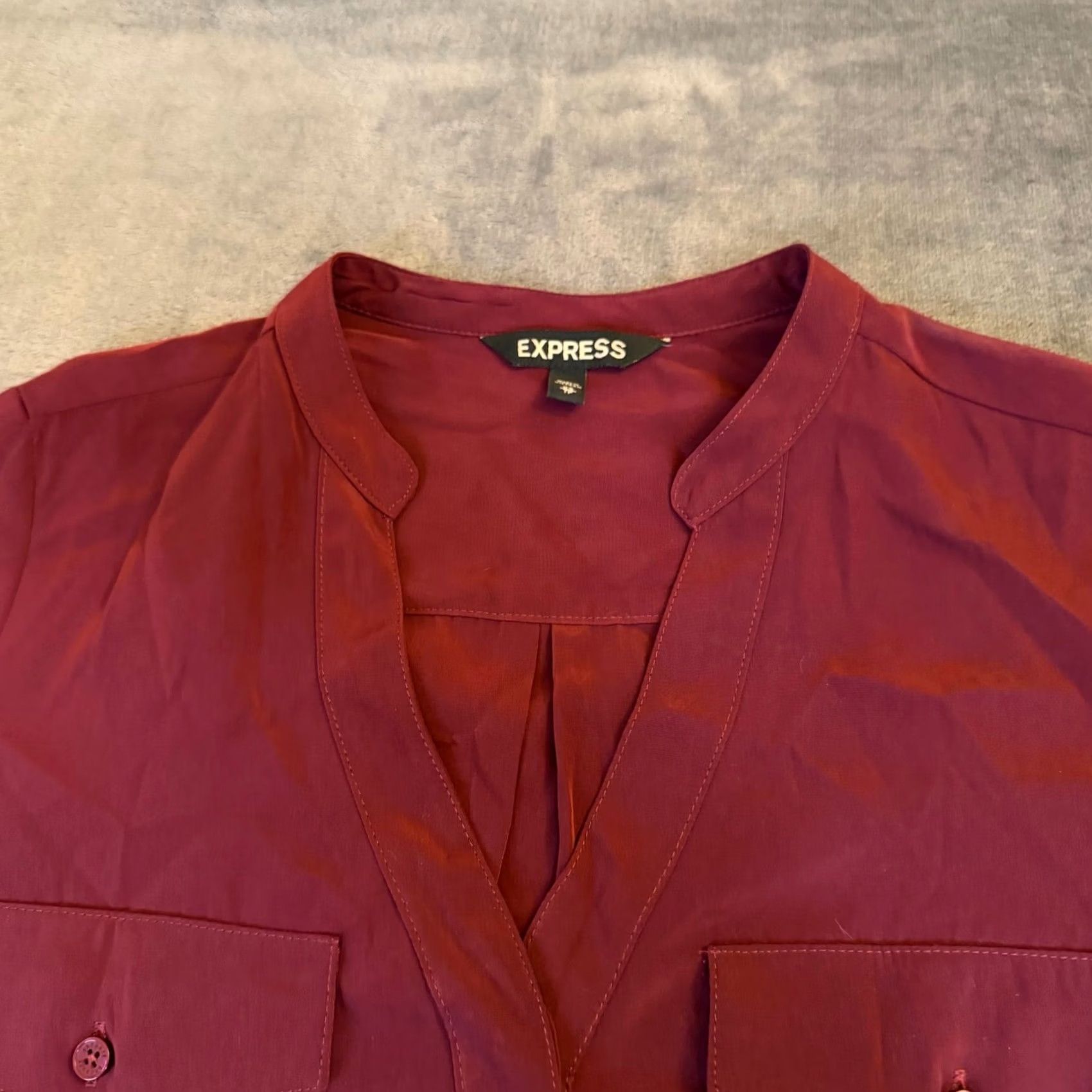 Express VINTAGE Express Burgundy Utility Style Button Front Dress Women's XS Long Sleeve Belted Size XS / US 0-2 / IT 36-38 - 3 Thumbnail