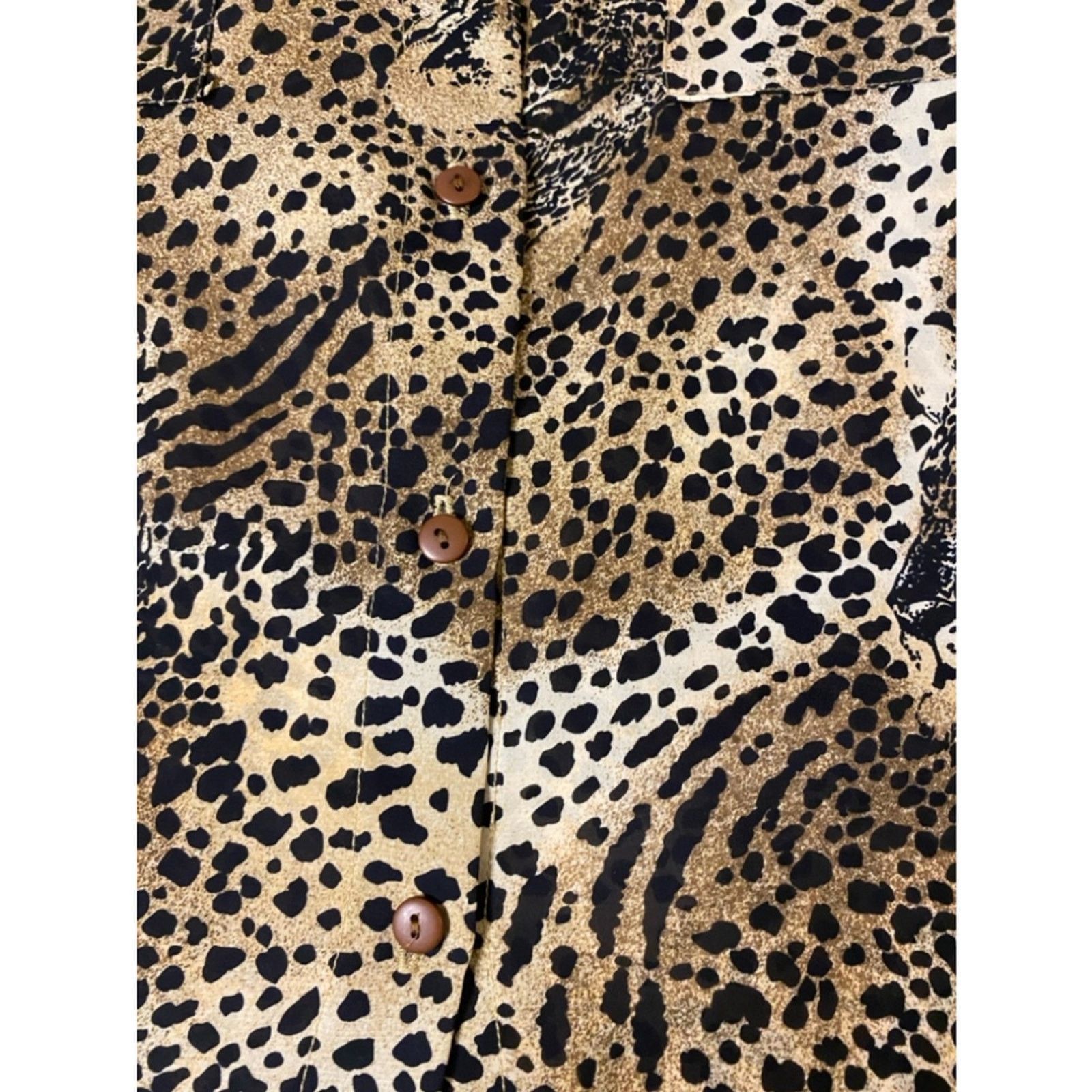 Other Vintage 90s Leopard Print Button Down Blouse Notations M Size L / US 10 / IT 46 - 5 Thumbnail