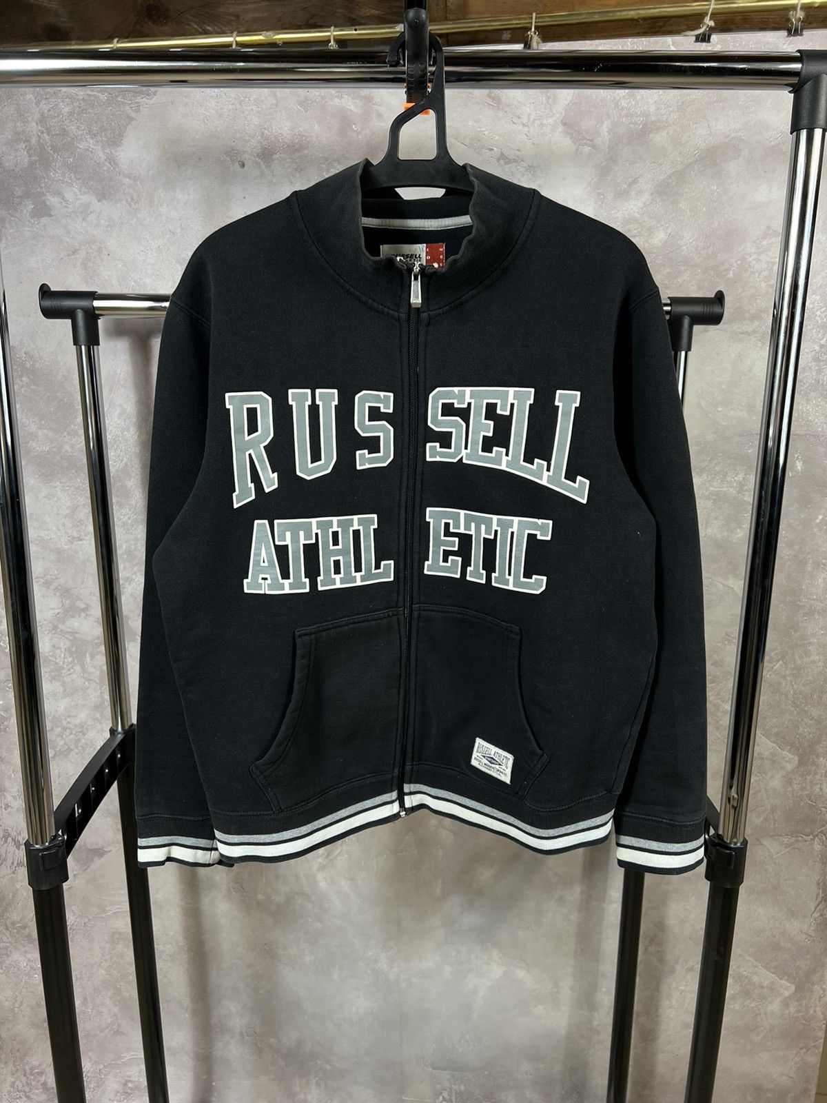 Russell Athletic × Vintage Vintage Rassel Athletic Distressed Zip Jacket Size M / US 6-8 / IT 42-44 - 1 Thumbnail