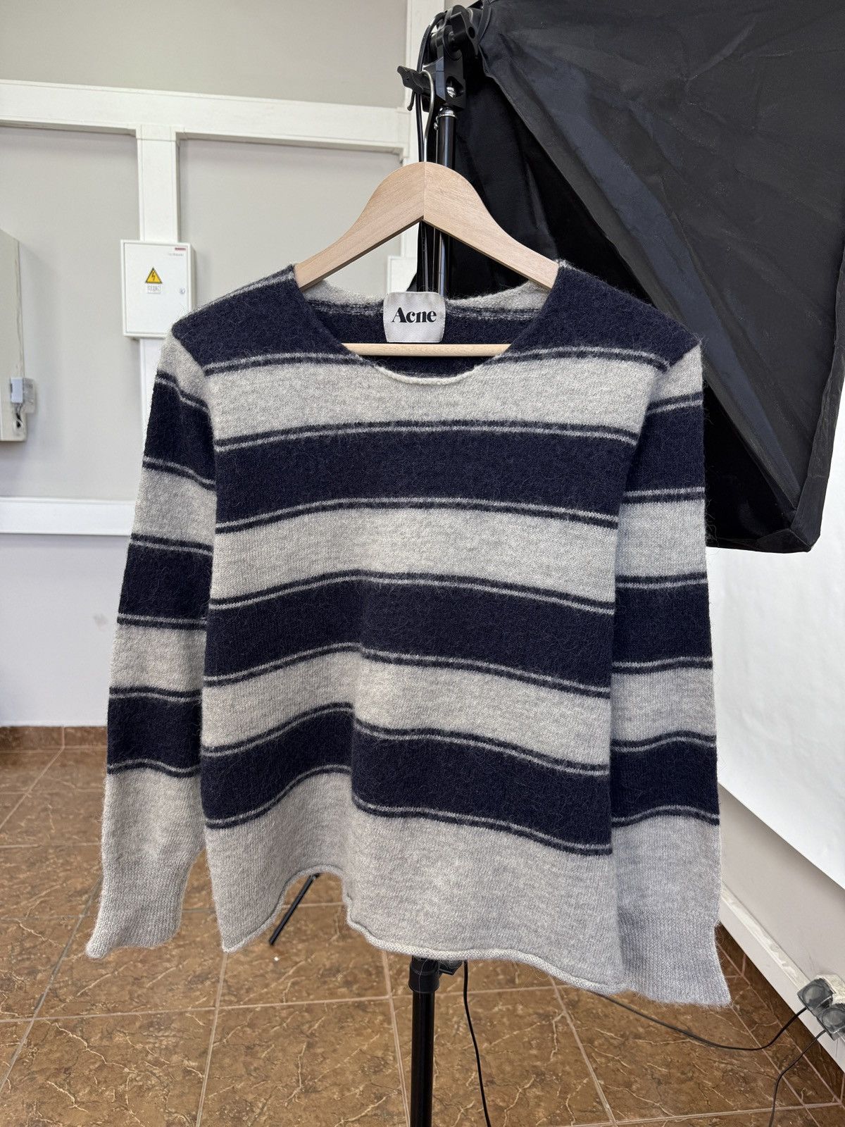 Acne Studios 🇺🇸Y2K Acne Studios Alpaca Wool Striped Sweater Navy LIMA AW11 Size XL / US 12-14 / IT 48-50 - 1 Thumbnail