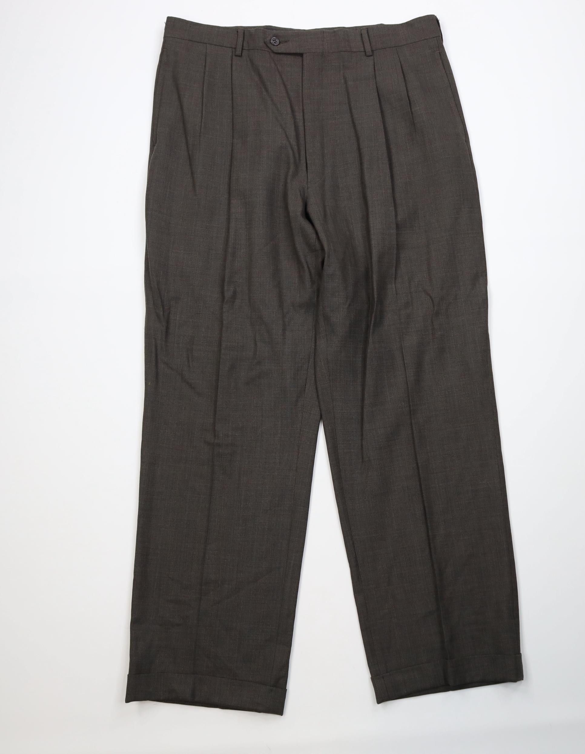 Vintage Vintage 70s Streetwear Knit Wide Leg Chino Pants Brown Plaid Size US 36 / EU 52 - 1 Thumbnail