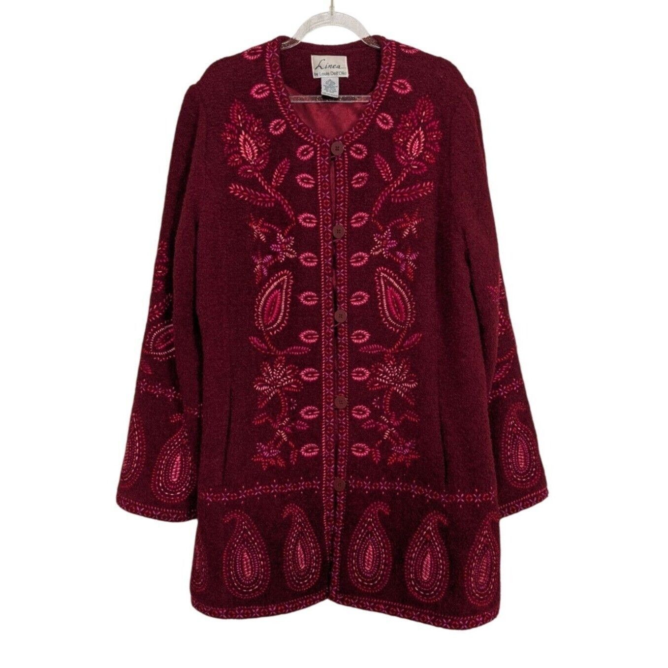 Vintage Linea By Louis Dell’Olio Wool Blend Embroidered Jacket Sz L Size L / US 10 / IT 46 - 1 Thumbnail