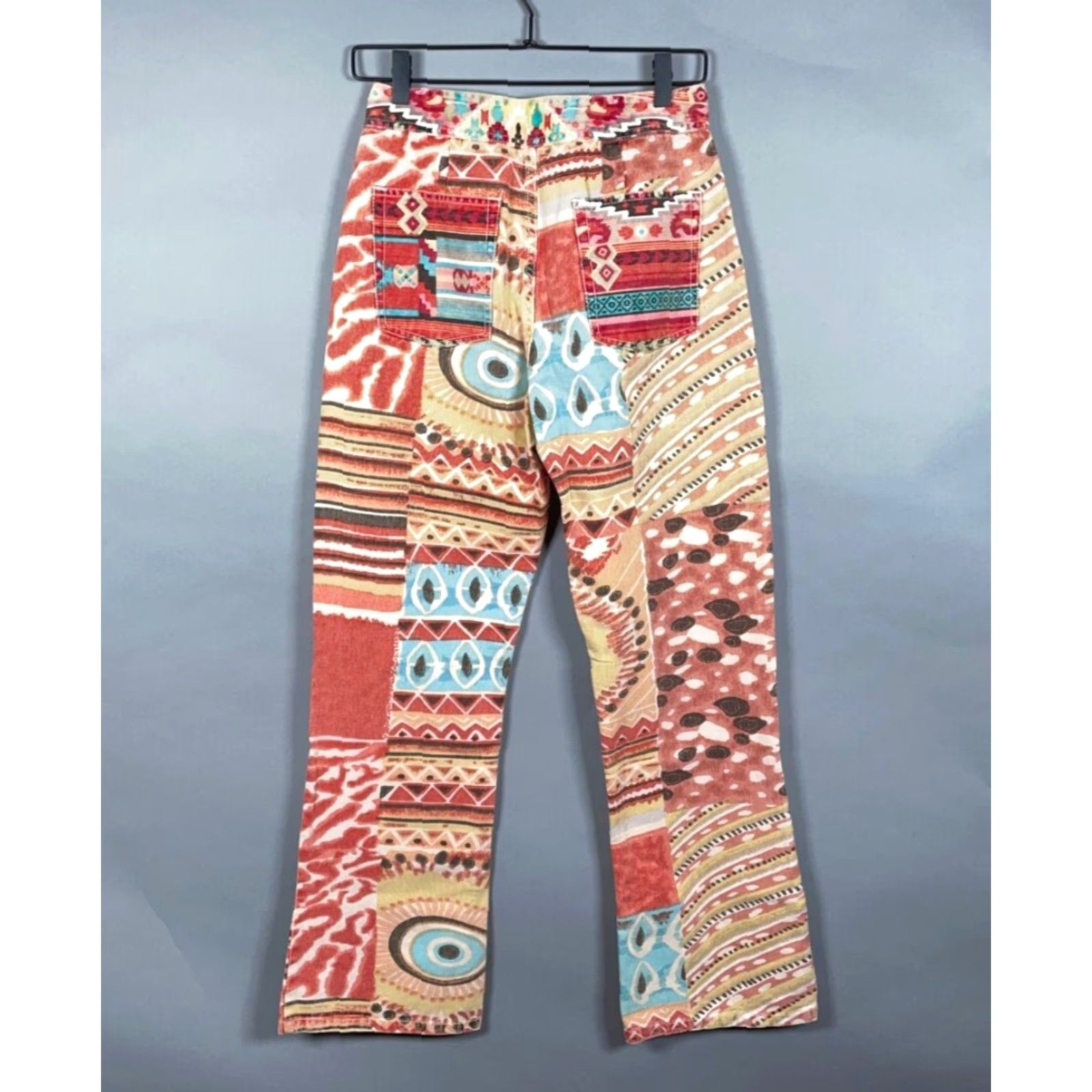 Vintage VINTAGE 90s Chico's Women's Jeans Bootcut High Waist 28x26 Geometric Abstract Art Red Dark Pink Retro Size 25" / US 0 / IT 36 - 2 Thumbnail