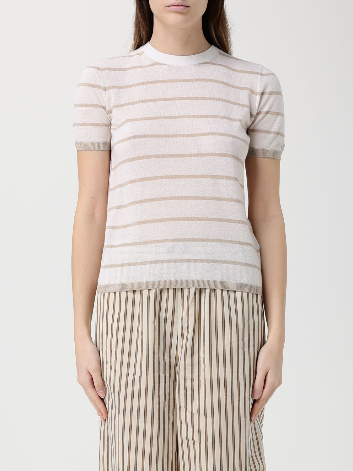 Max Mara Max Mara T-Shirt Woman Beige Size L / US 10 / IT 46 - 1 Thumbnail