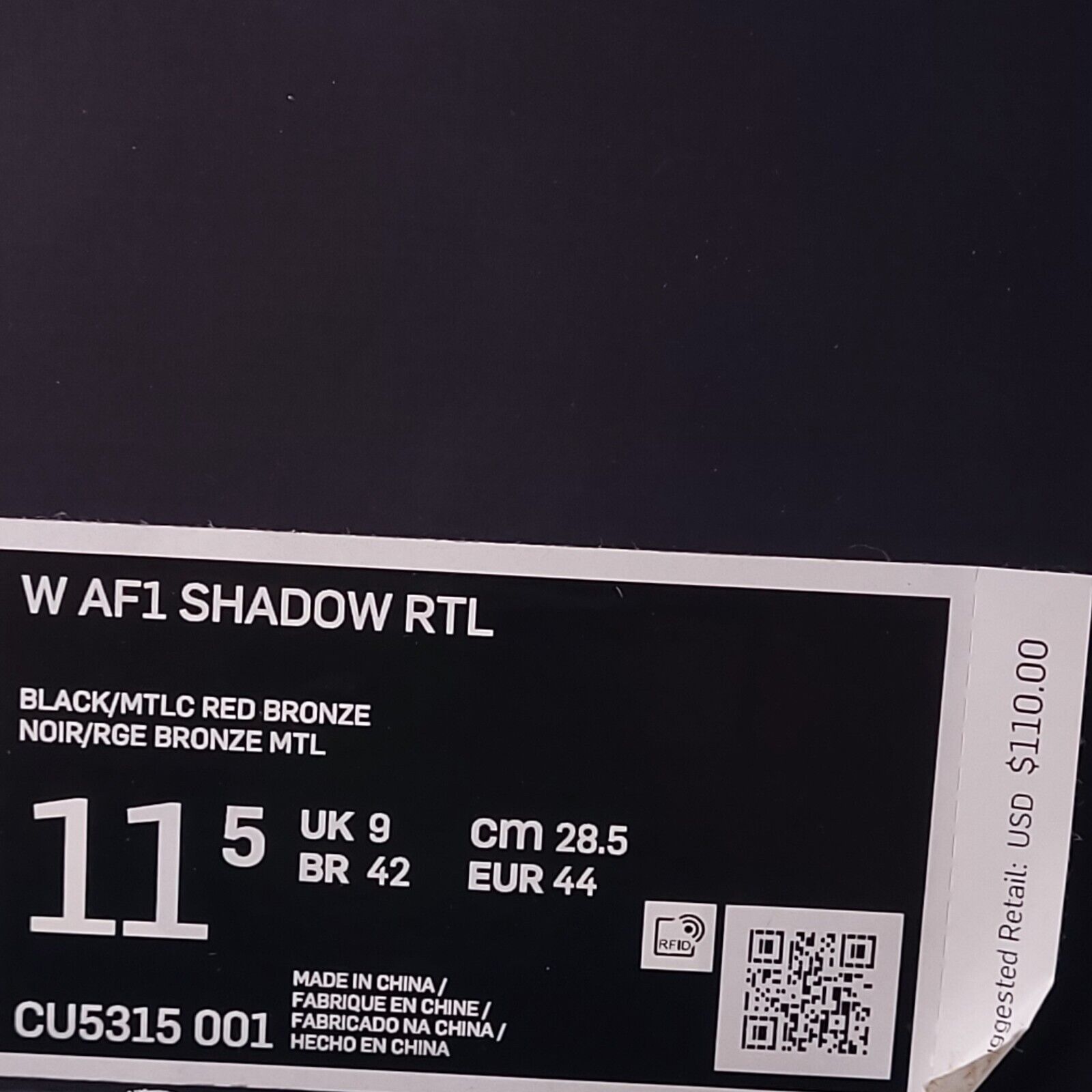 Nike Nike Air Force 1 Shadow RTL Shoe Womens Size 11.5 CU5315-001 Size US 11.5 / IT 41.5 - 9 Thumbnail