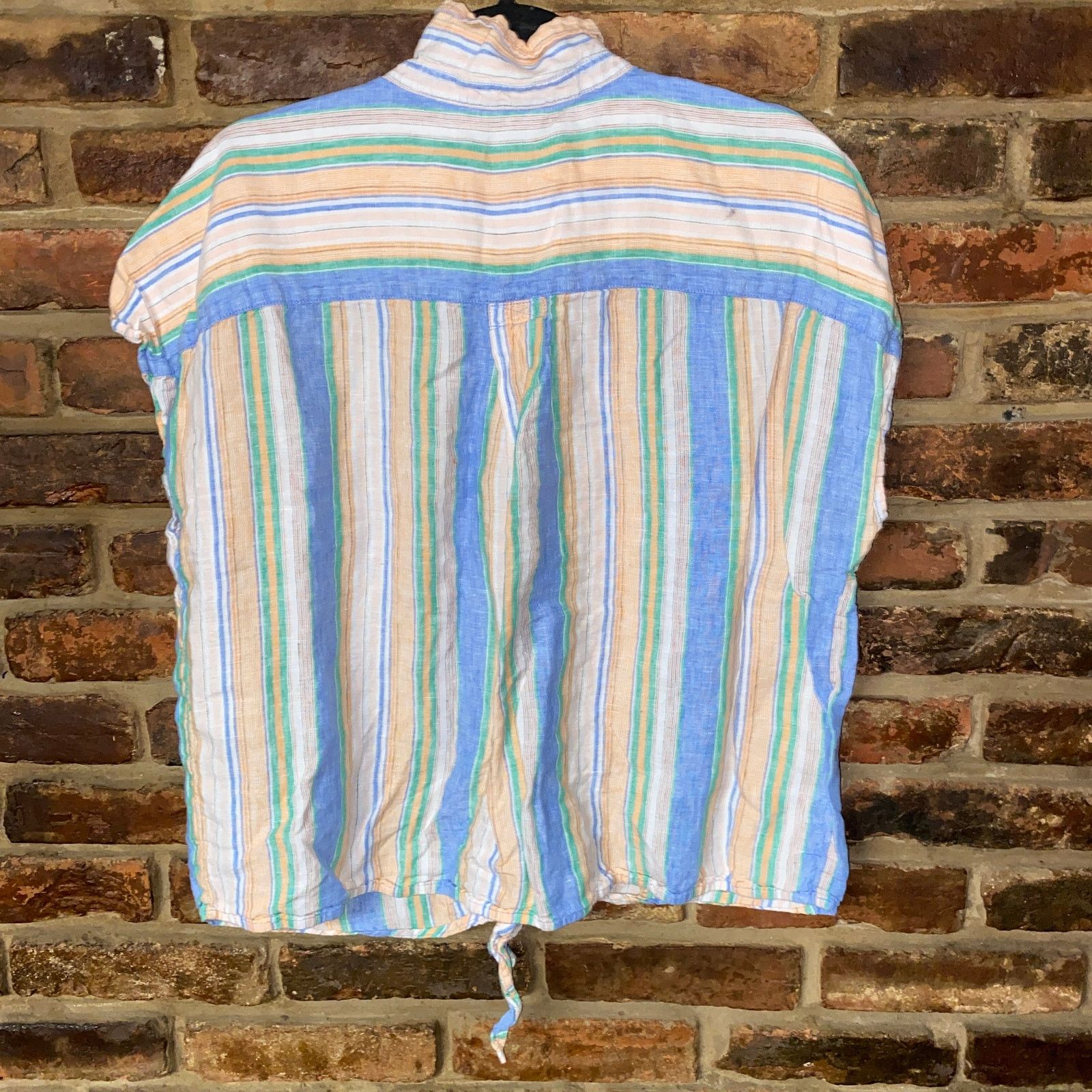 Talbots Talbots Swing Stripe Linen Tie Front Button Down Top Size XL Size XL / US 12-14 / IT 48-50 - 7 Thumbnail