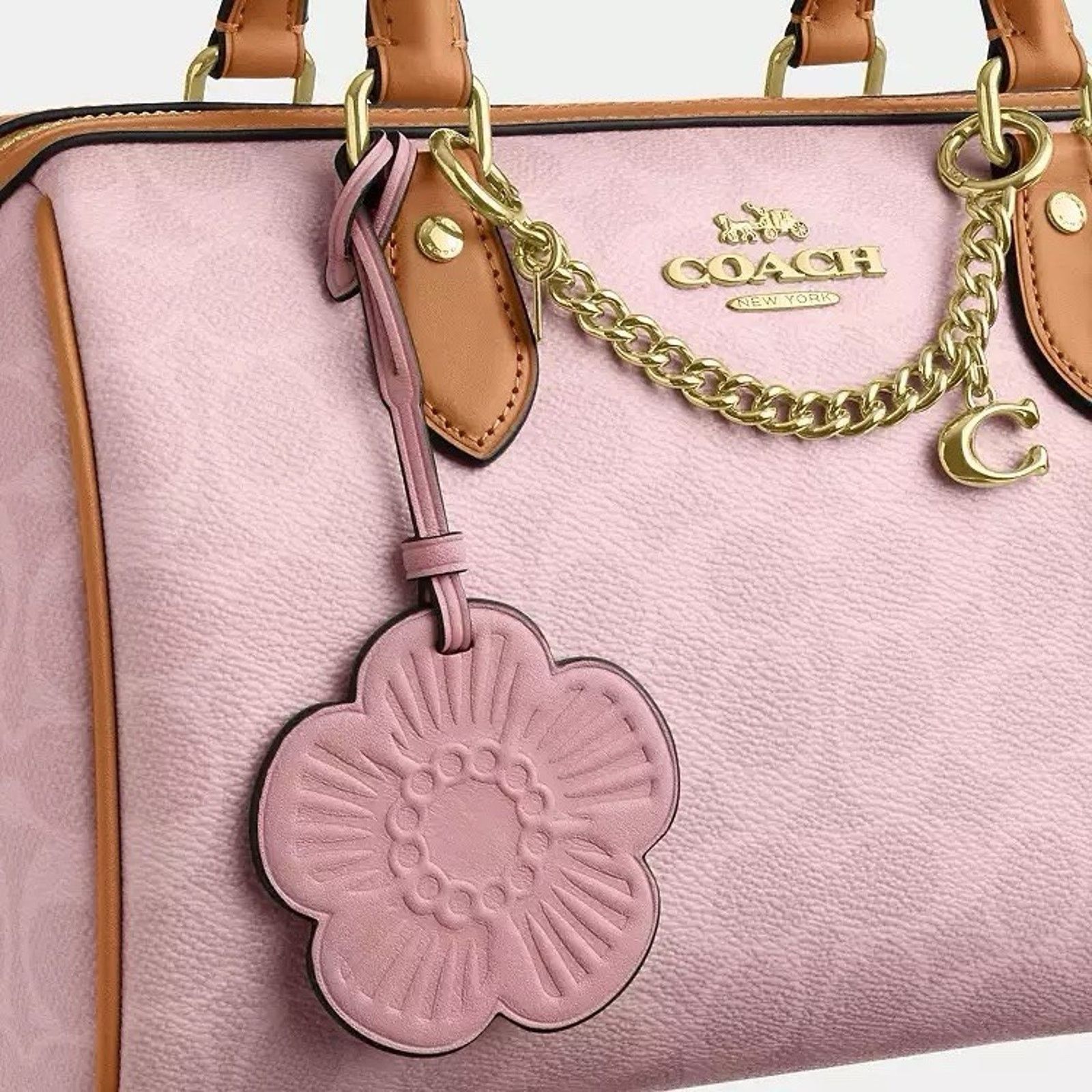 Coach NWT Coach Rowan Satchel Bag Charms Gold/Powder Pink CEA18 Size ONE SIZE - 11 Thumbnail