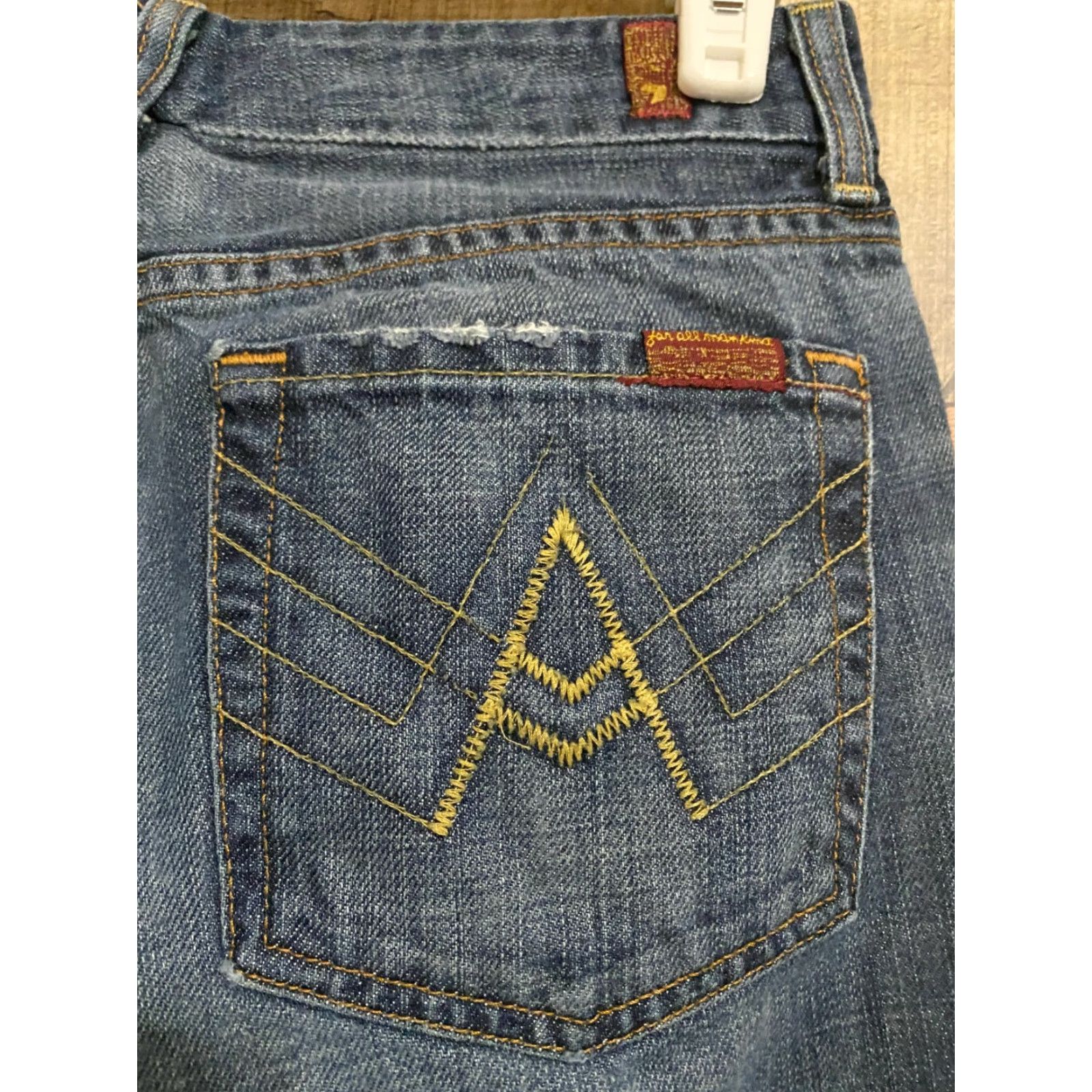 7 For All Mankind 7 for all Mankind A Pocket Boot Cut Stretch Dark Blue Jeans Size 27 Women's Size 24" / US 00 / IT 34 - 3 Thumbnail