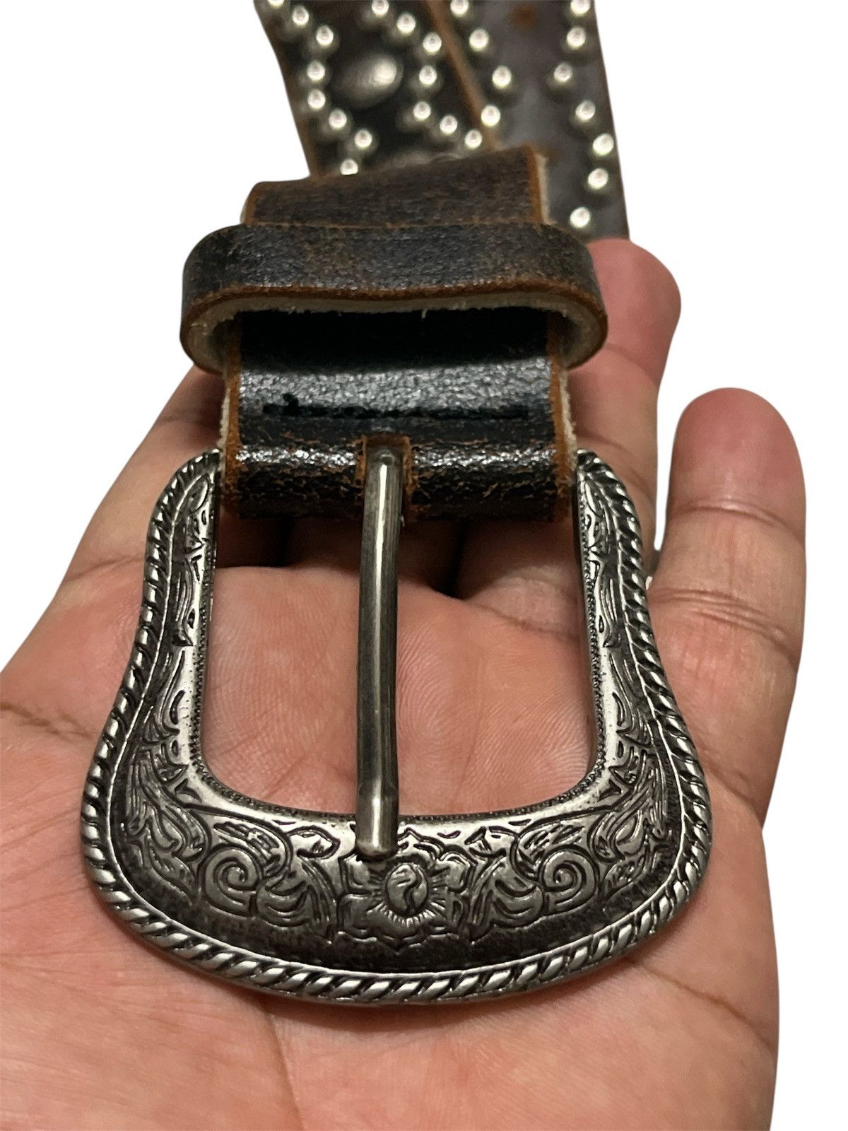 Handmade Studded Belt Leather Unbrand x Handmade Size 36 - 3 Thumbnail