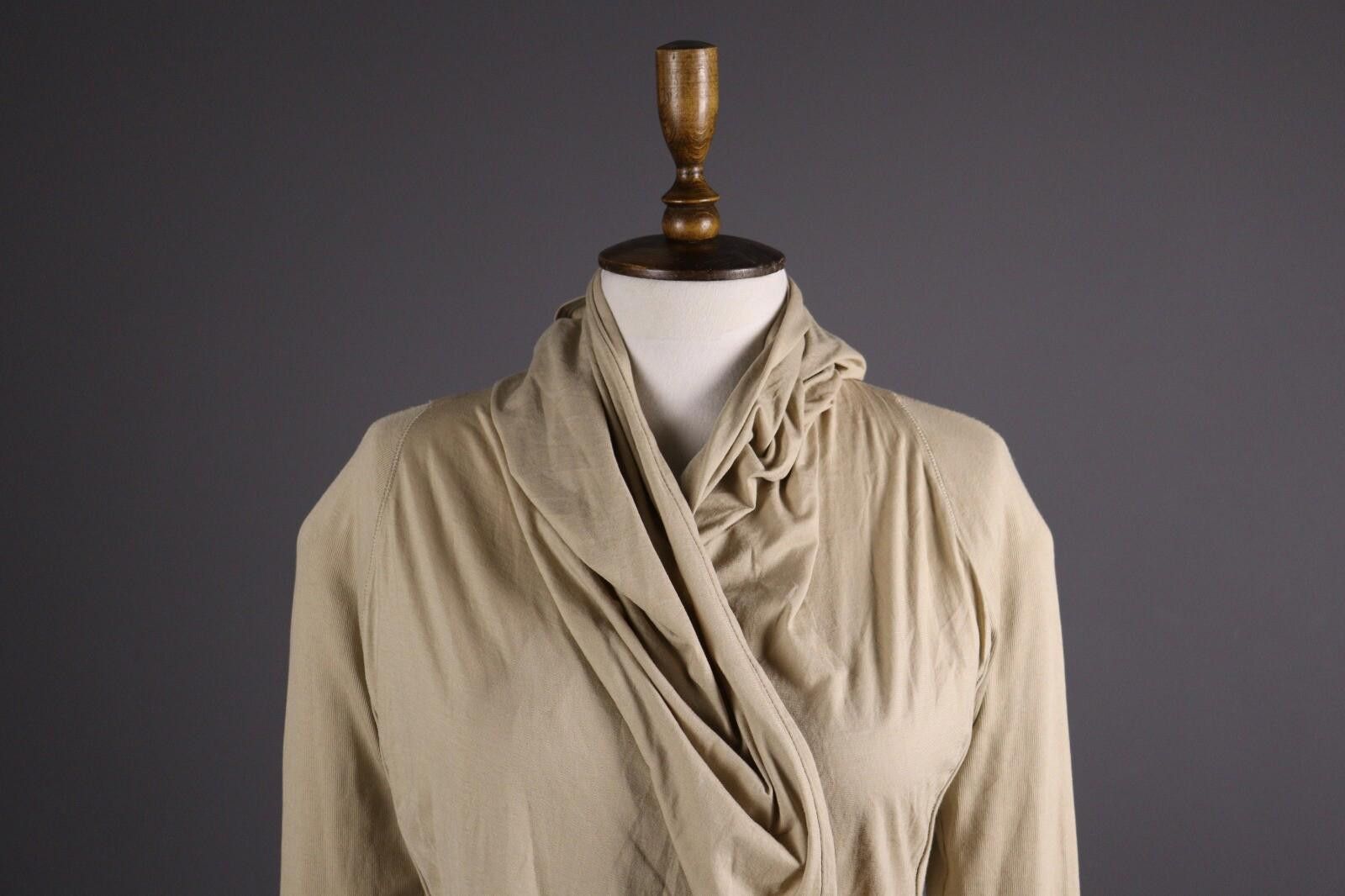 Designer Marc Cain Sport Beige Hooded Shawl Drape Sweater Size M Size M / US 6-8 / IT 42-44 - 2 Thumbnail