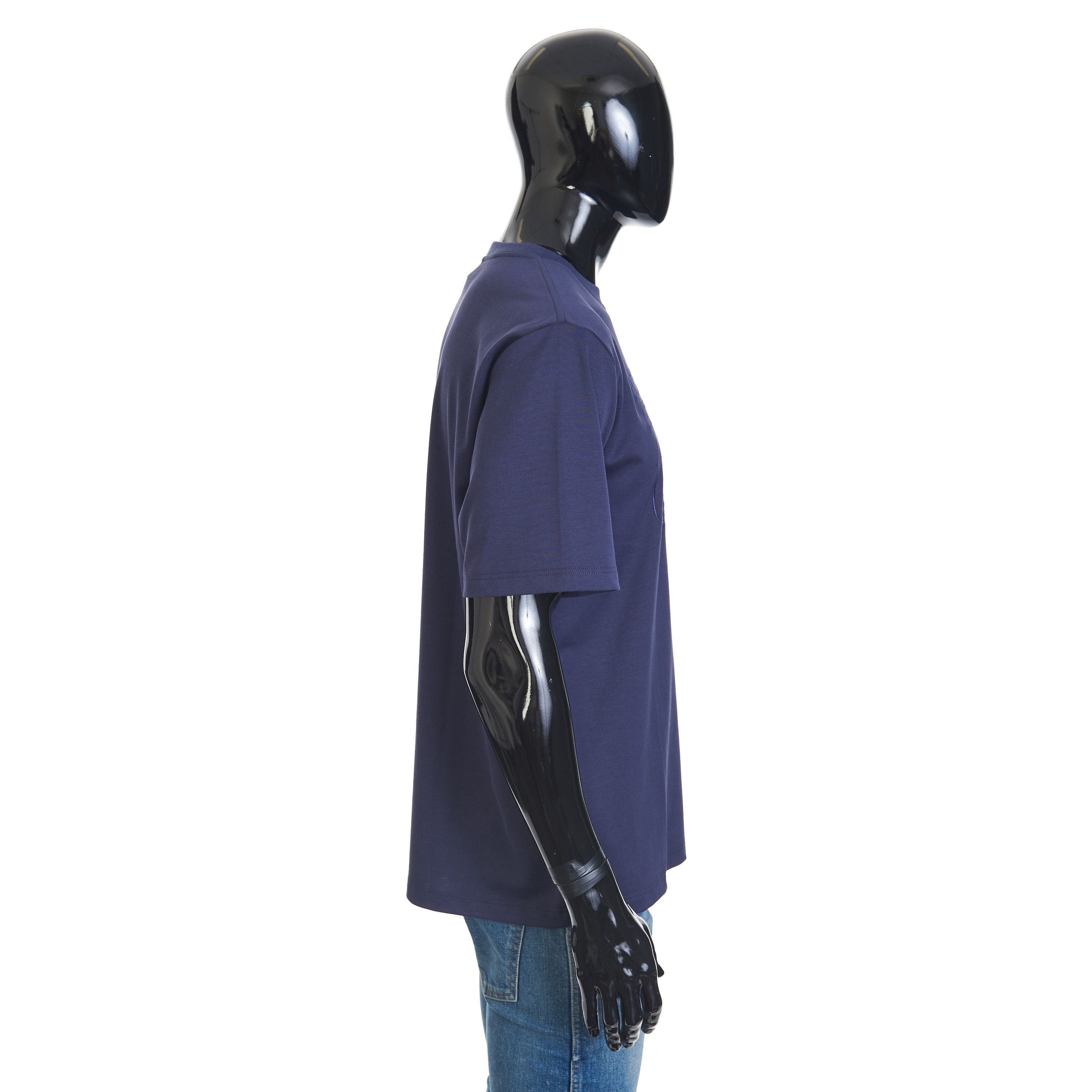 Berluti Embroidered Scritto T-shirt In Ink Blue Cotton Size US M / EU 48-50 / 2 - 7 Thumbnail