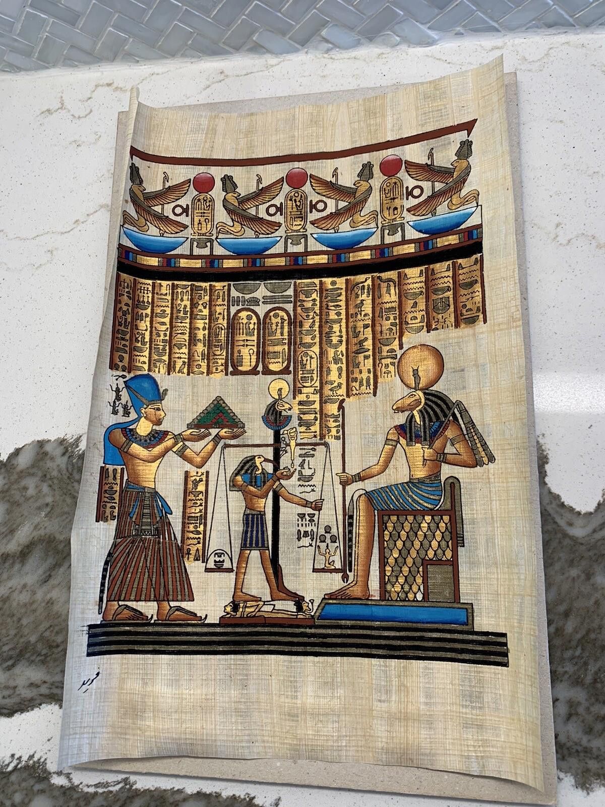Designer Hand Paint Egyptian Signed Very Fine Papyrus Beautiful Paint Size ONE SIZE - 1 Thumbnail