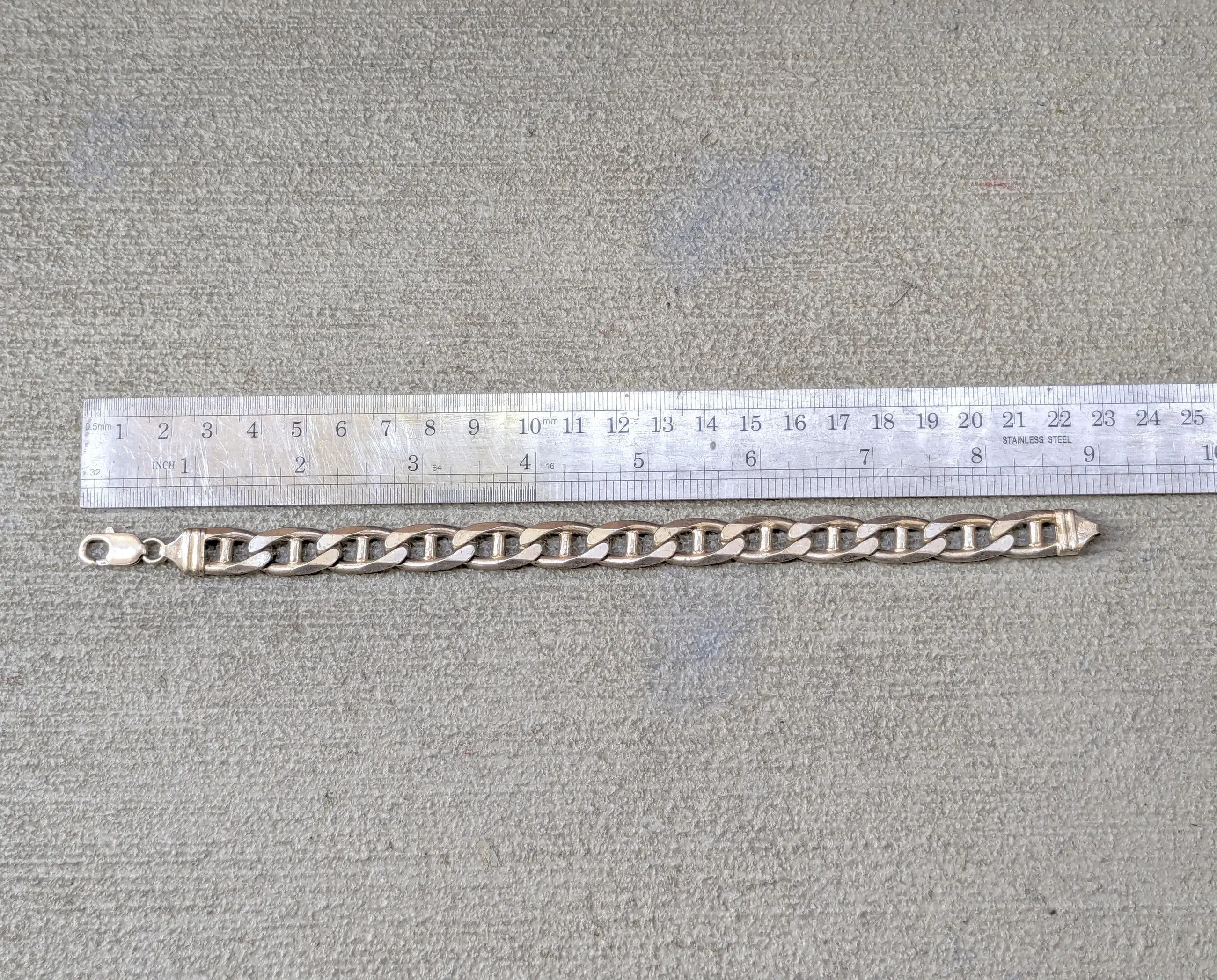 Other Vintage Sterling Silver Mariner Bracelet Chunky Biker Punk Size ONE SIZE - 14 Thumbnail