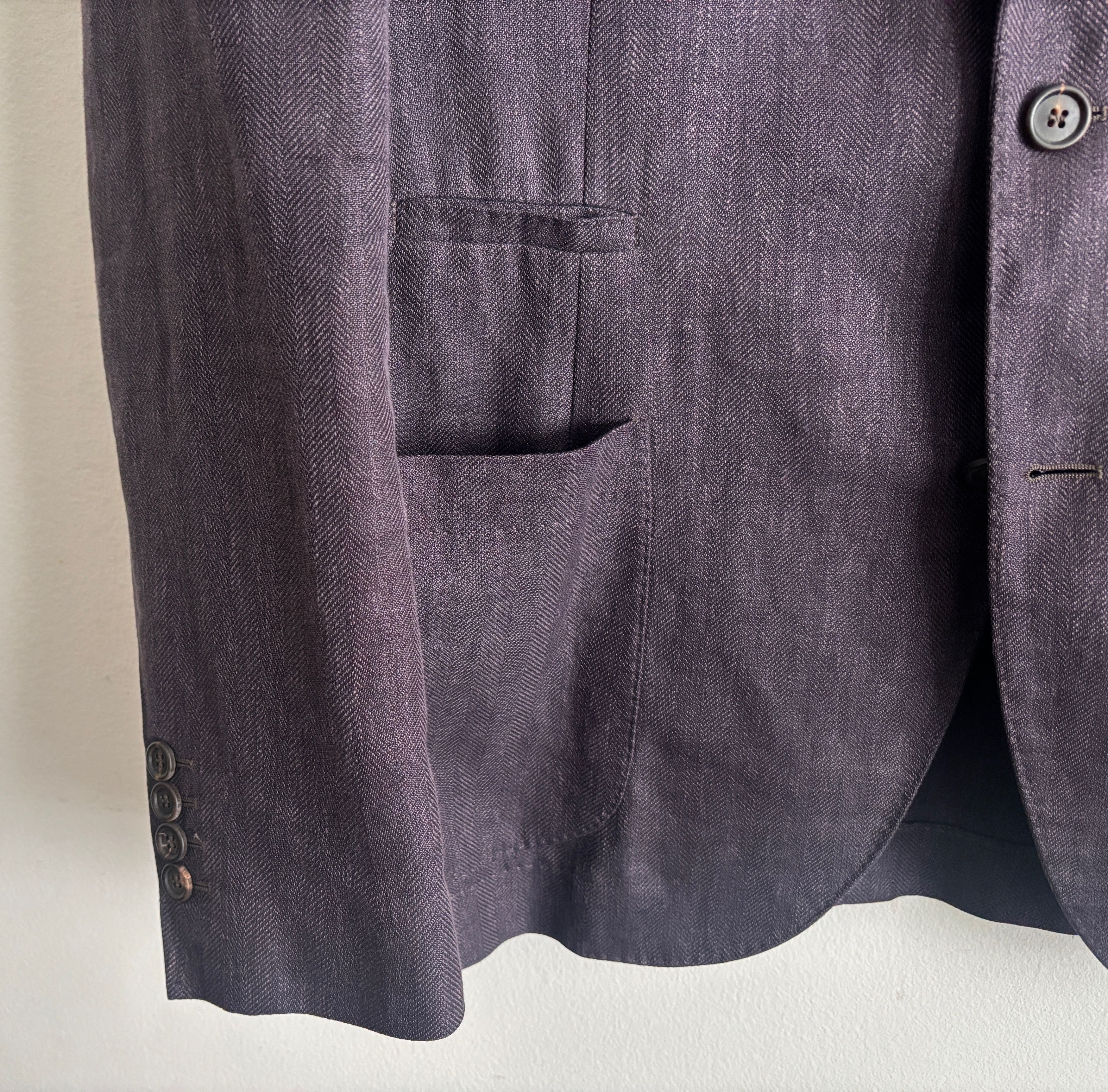Brunello Cucinelli Unstructured Dark Plum/ Wine Wool Silk Linen Sport Coat 48 Size 48R - 7 Thumbnail