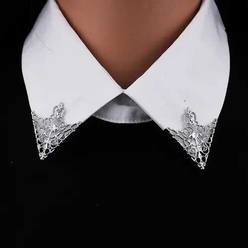 Vintage Silver Triangle Shirt Collar Pin Collar Size ONE SIZE - 2 Thumbnail