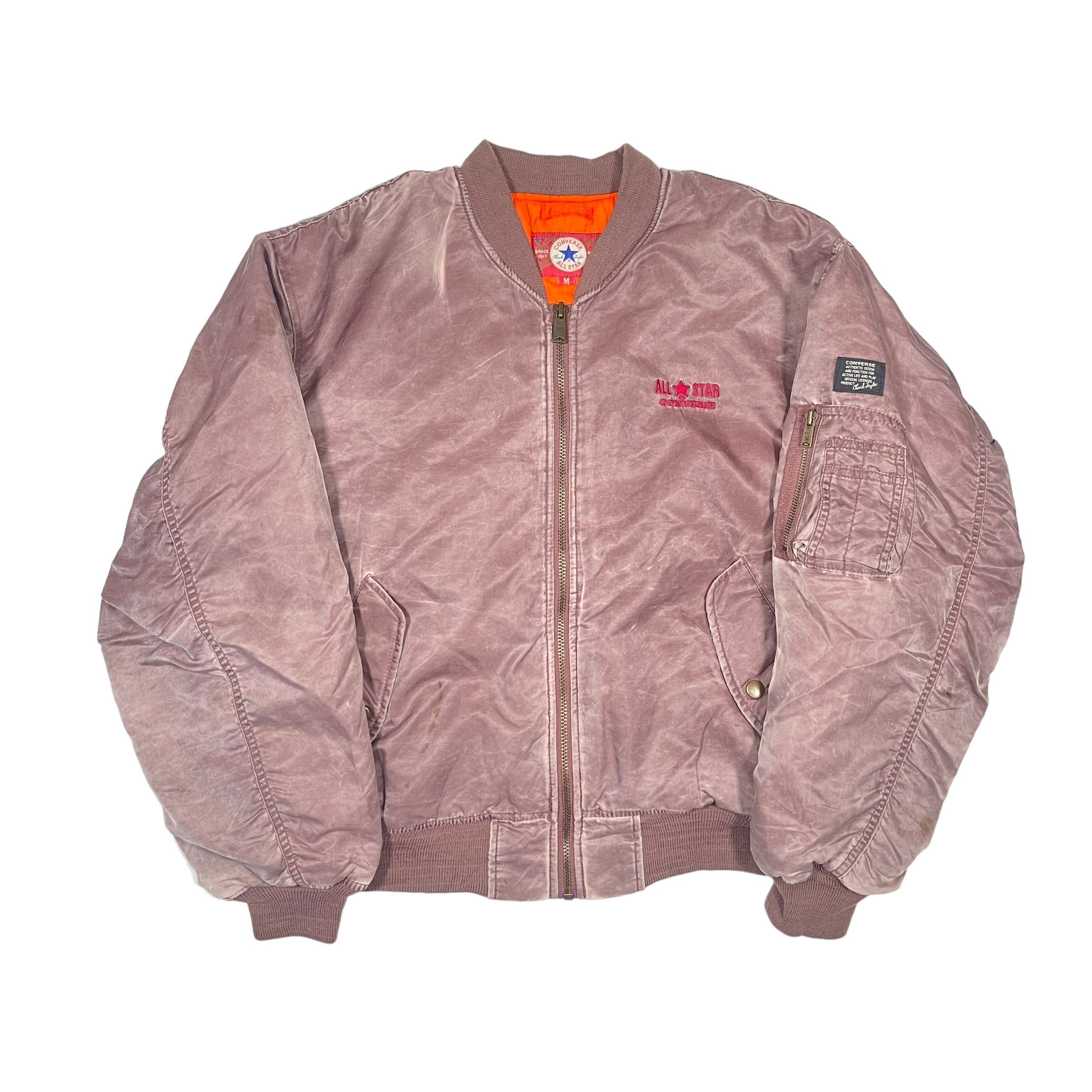 Converse × Vintage Vintage 1990s Converse Nylon Washed Bomber Jacket Size US M / EU 48-50 / 2 - 2 Thumbnail