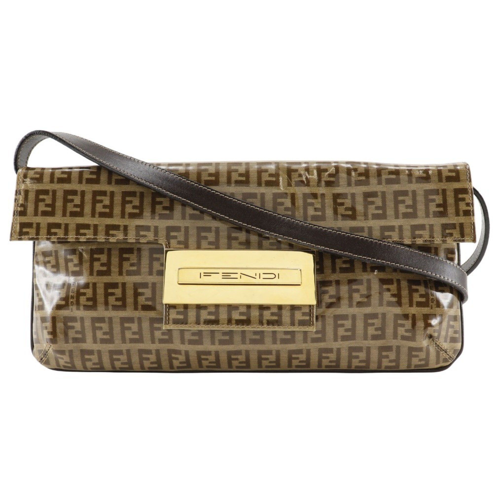 Fendi FENDI Mamma Bucket Shoulder Bag Zucchino Clutch Vinyl Brown 2way Women's Size ONE SIZE - 1 Thumbnail