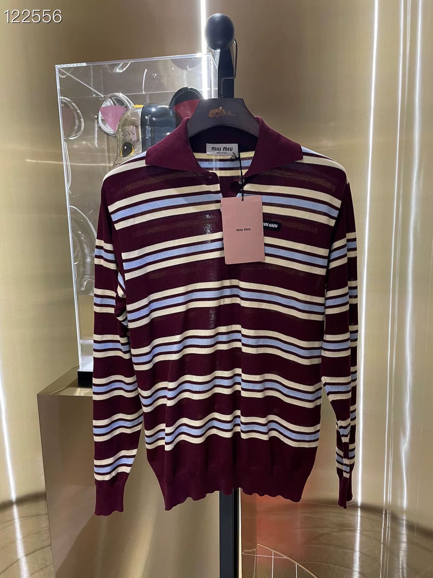 Miu Miu Miu Miu 2024 Striped Long-Sleeve Polo Size XS / US 0-2 / IT 36-38 - 1 Thumbnail