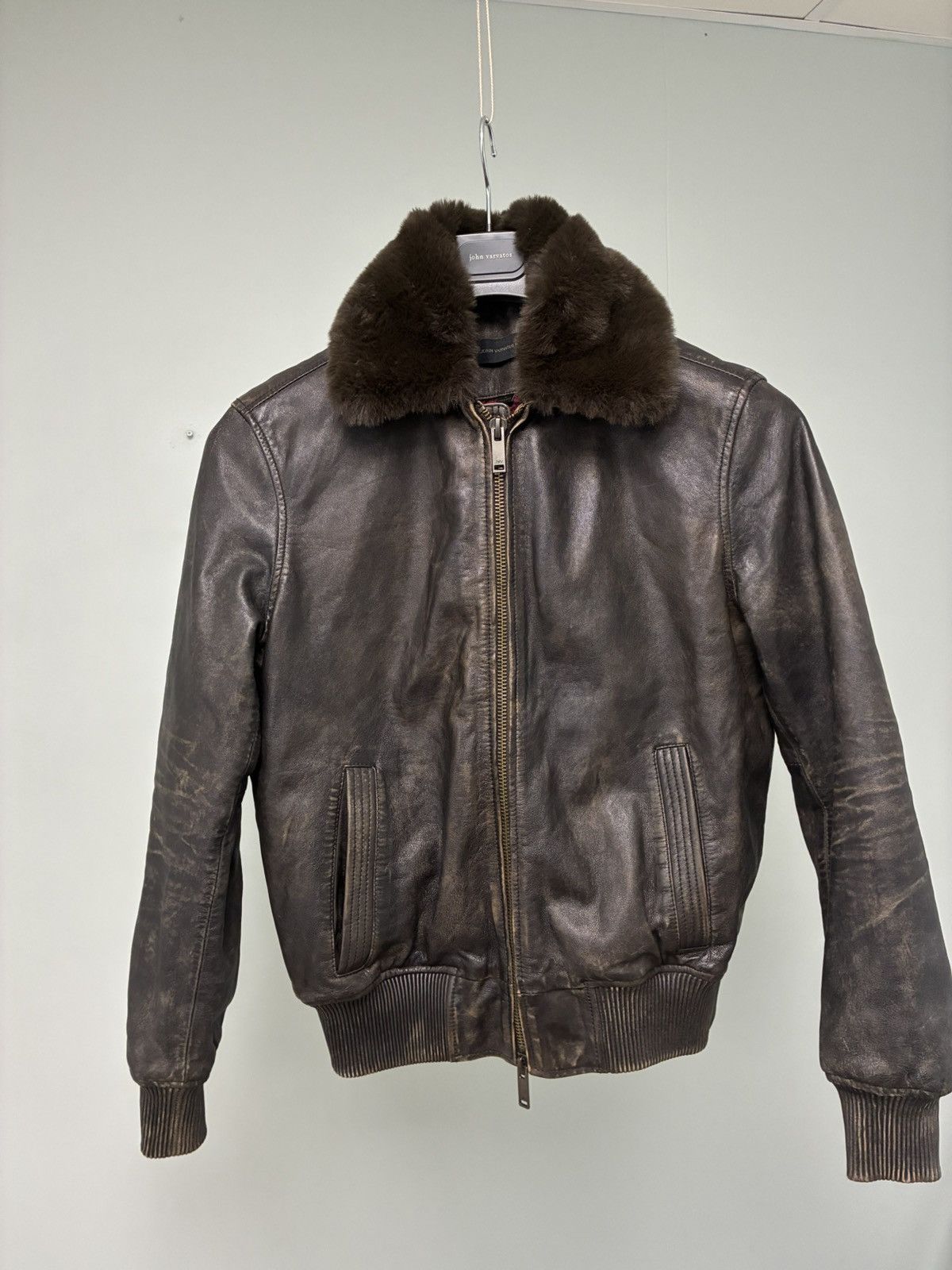 John Varvatos Tommy Bomber Removable Shearling Collar Leather small Size US S / EU 44-46 / 1 - 14 Thumbnail