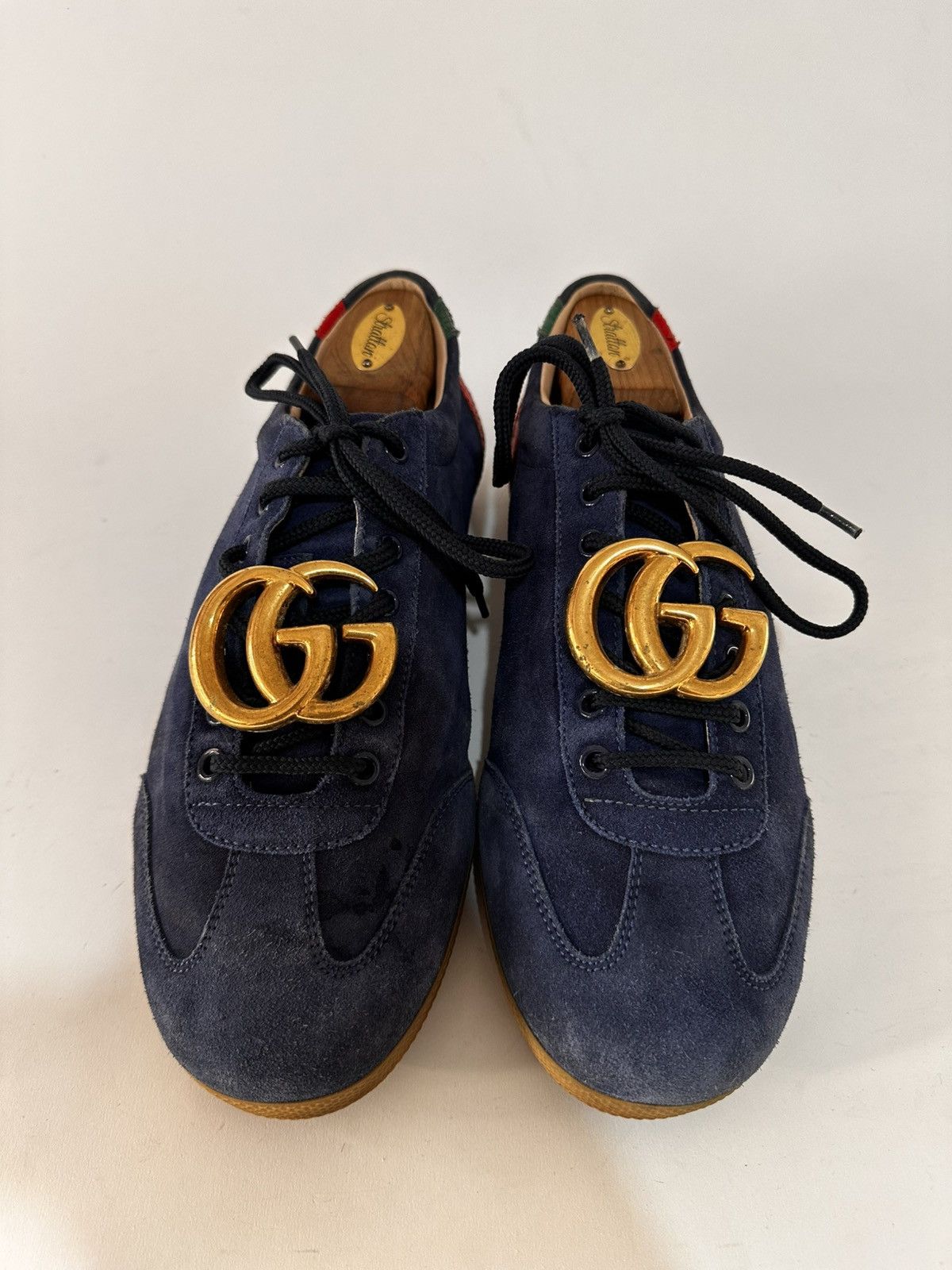 Gucci Gucci G74 GG Blue Suede Low Top Sneakers Size US 9.5 / EU 42-43 - 1 Thumbnail