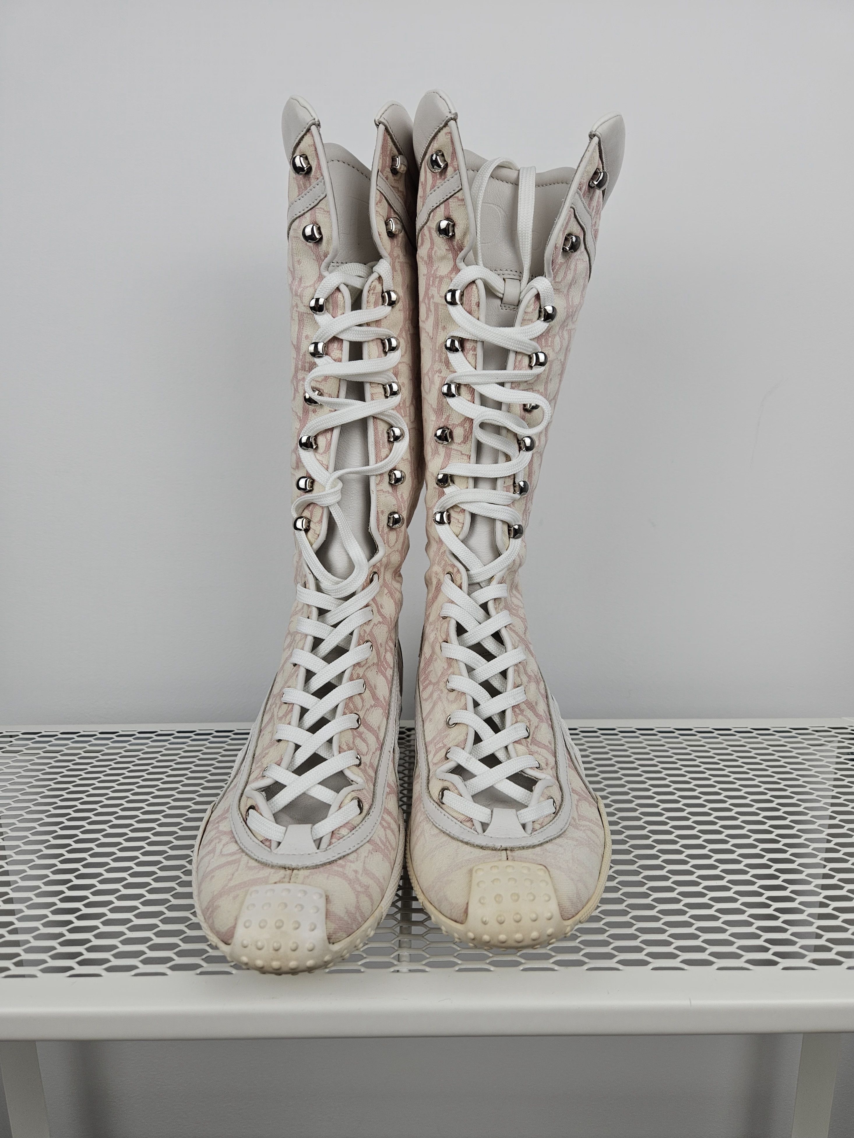 Dior Vintage y2k dior monogram knee height lace up boots Size US 7 / IT 37 - 5 Thumbnail