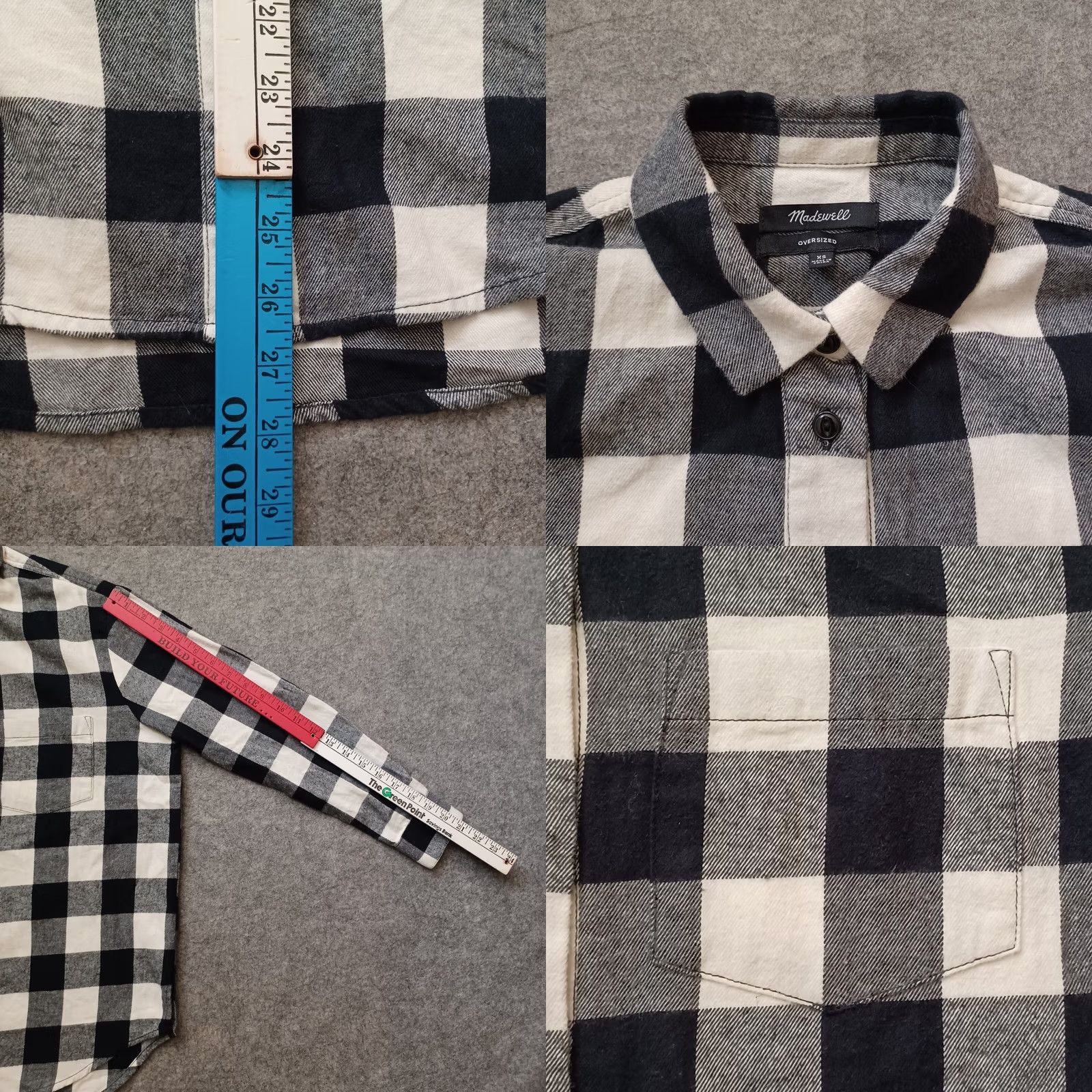Madewell Madewell Shirt XS Black Ivory Check Oversized Button Up Long Sleeve Top Womens Size XS / US 0-2 / IT 36-38 - 8 Thumbnail