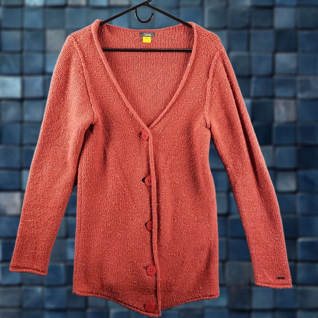 Vintage Cabela's Womens Cardigan Sweater M Pink Knit Button Front V-Neck Size M / US 6-8 / IT 42-44 - 1 Thumbnail
