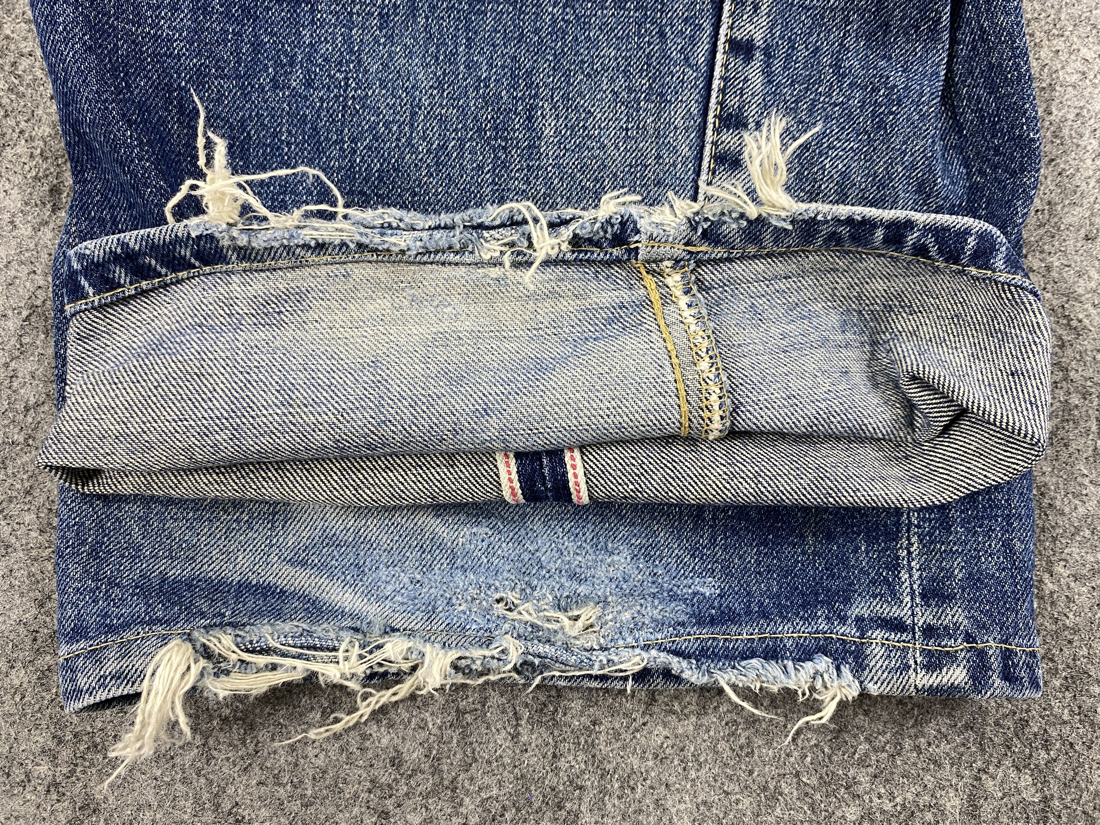 Japanese Brand Redline Distressed Blue Vintage Bartack 36x28.5 Denim JN1338 Size US 36 / EU 52 - 11 Thumbnail