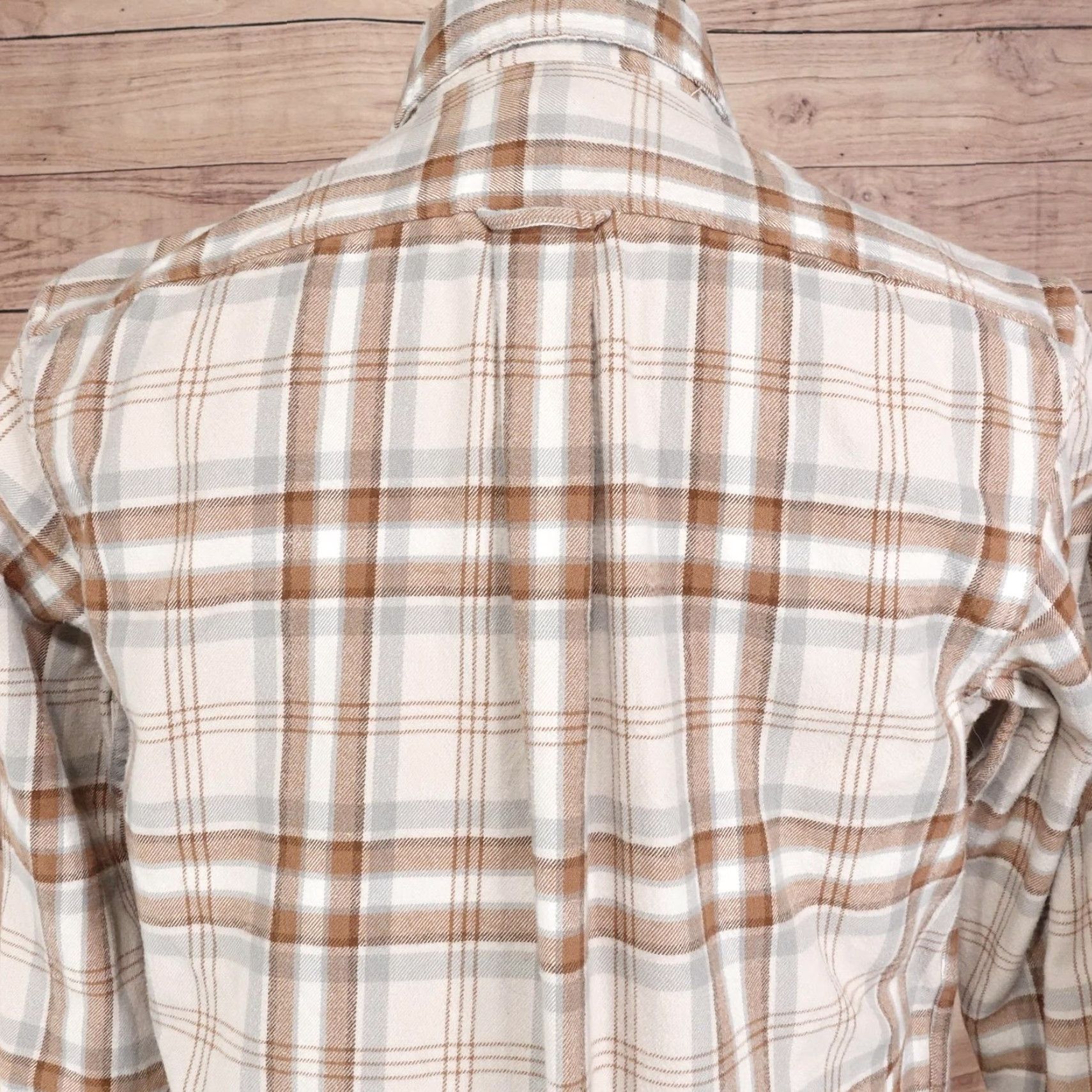 Lands' End Lands' End Shirt Mens Medium Brown Gray Plaid Flannel Button-Down Long Sleeve Size US M / EU 48-50 / 2 - 5 Thumbnail