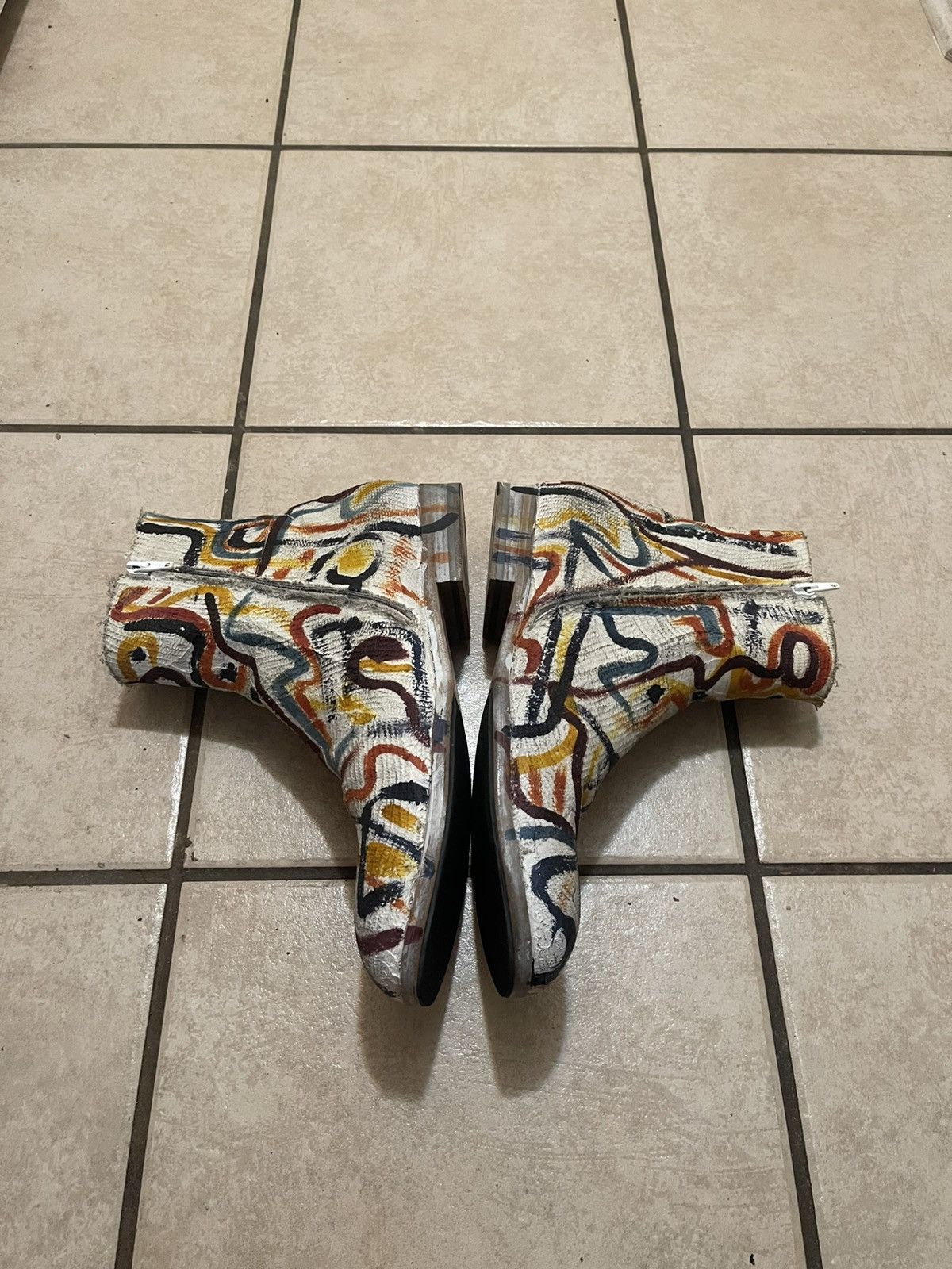 Maison Margiela Maison Margiela A/W 2015 Painted Artisanal Zip Boots Size 43 Size US 10.5 / EU 43-44 - 3 Thumbnail