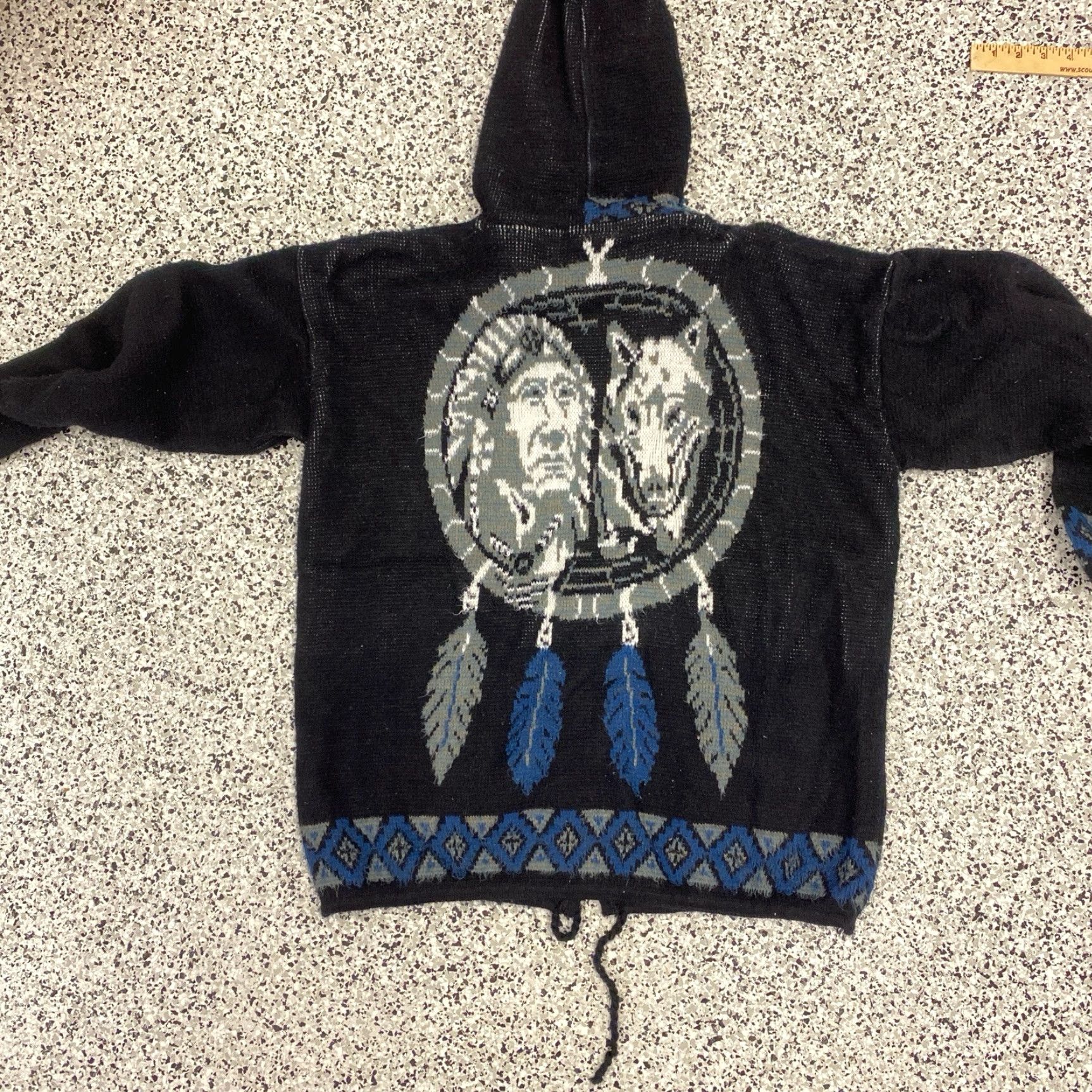 Native RUMINAHUI Full Zip Wool Jacket Hoodie Men Large Blue Size US L / EU 52-54 / 3 - 5 Thumbnail