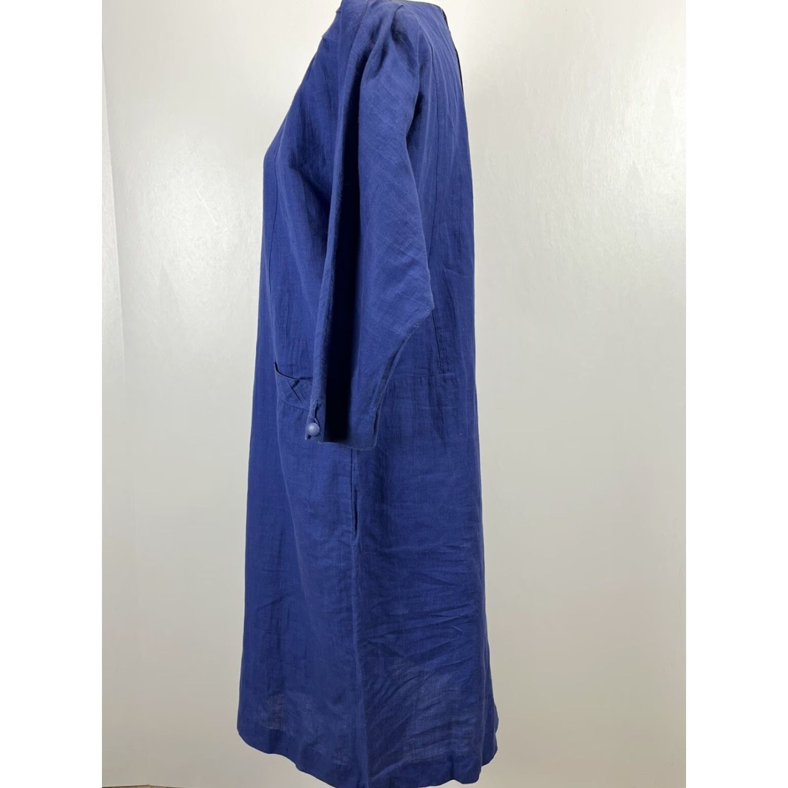 Vintage VINTAGE K. Saison Linen Midi Dress Blue Size M Pockets Lagenlook Womens Size M / US 6-8 / IT 42-44 - 2 Thumbnail
