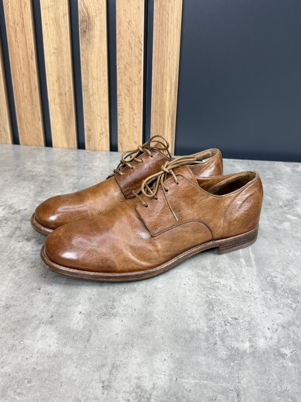 Officine Creative Brown Leather Derby Shoes Size 42