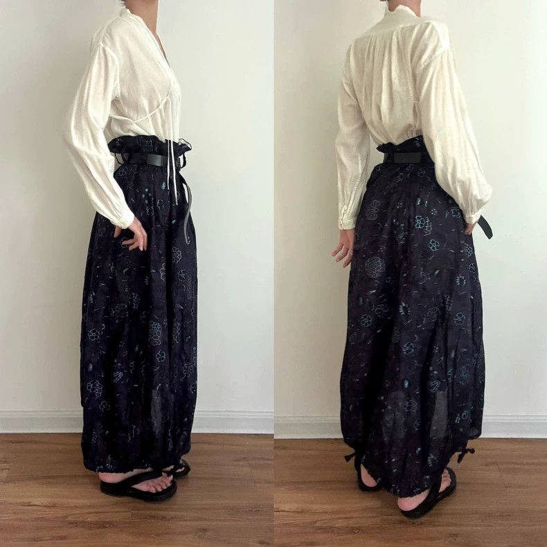 Y's Y's size 3 Flower bud waist gilded printed long skirt Size 24" / US 00 / IT 34 - 1 Thumbnail